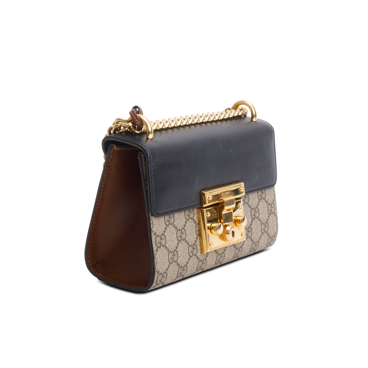 Gucci GG Supreme Monogram Moon Calfskin Small Padlock Shoulder Bag