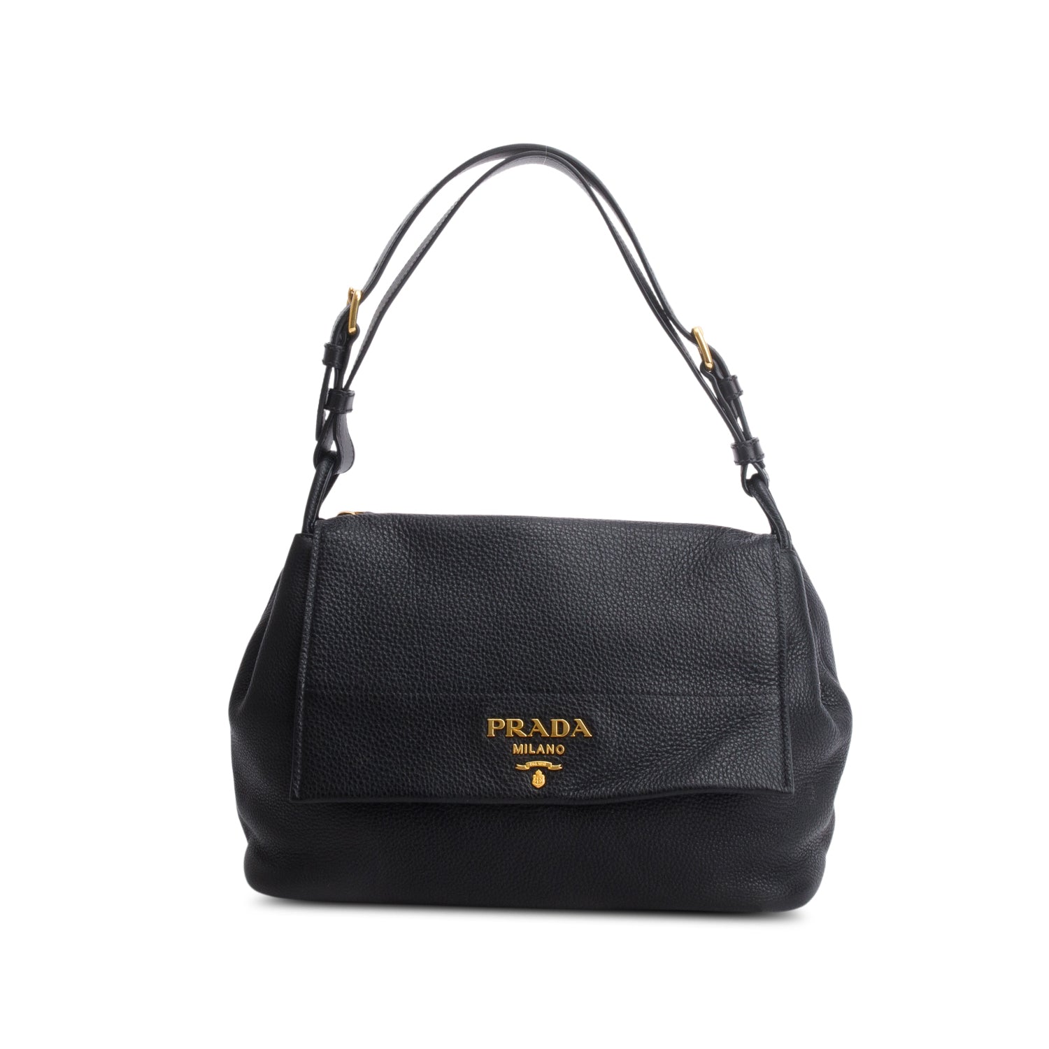Prada 2022 Black Vitello Daino Leather Flap Shoulder Bag w/ Authenticity Card & Receipt