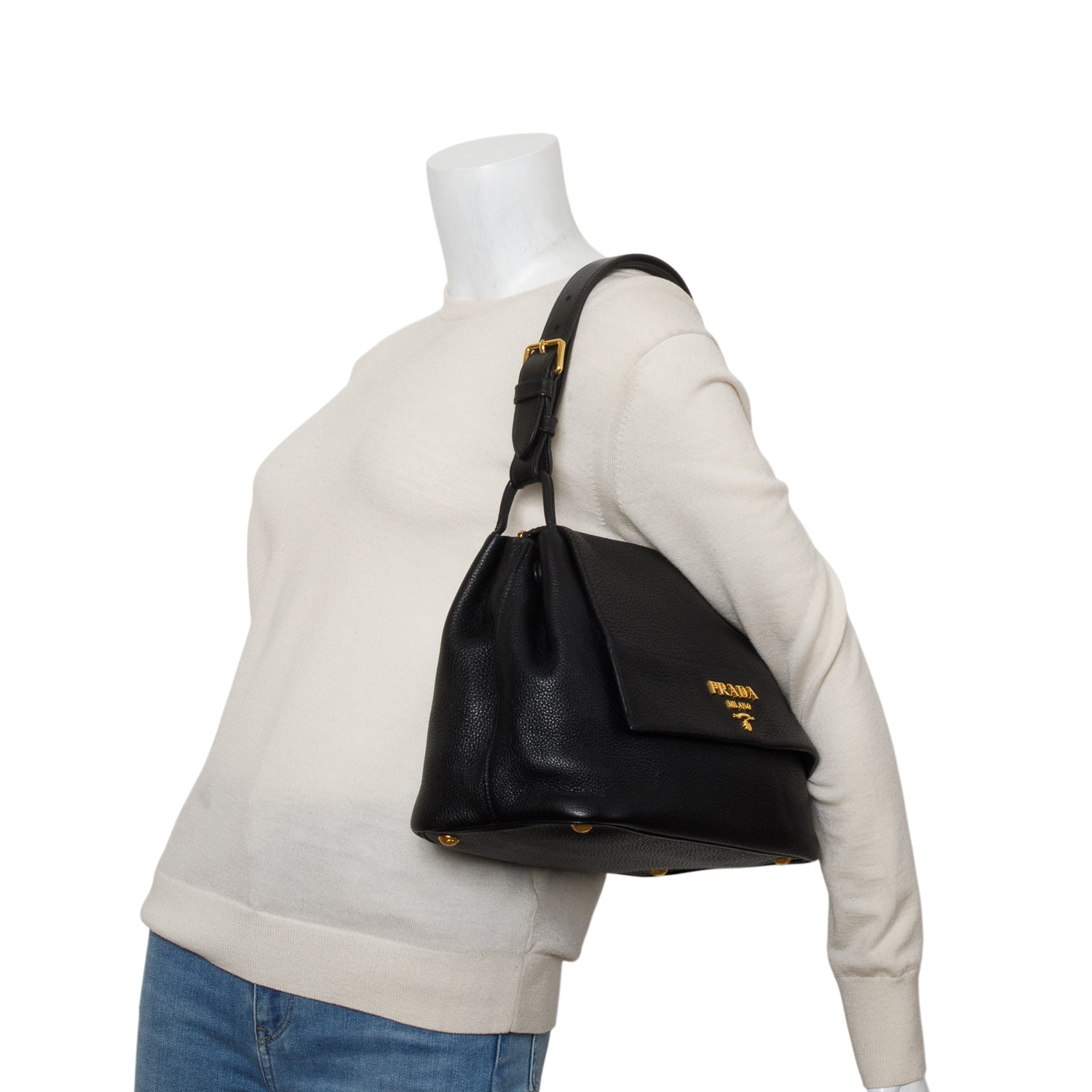 Prada 2022 Black Vitello Daino Leather Flap Shoulder Bag w/ Authenticity Card & Receipt