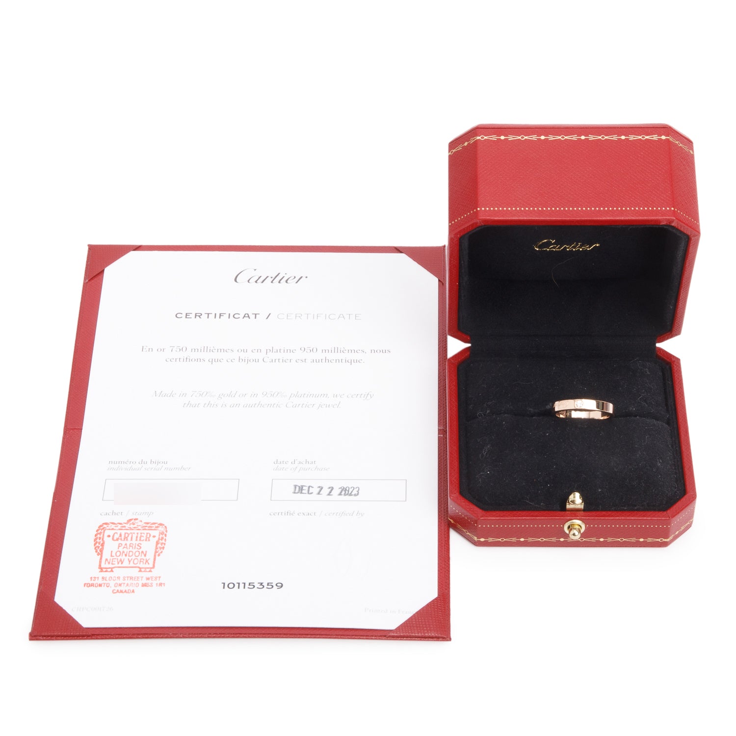 Cartier 2023 18k Rose Gold 1 Diamond C de Cartier 3 MM Wedding Band Ring, Size 51 5.5 w/ Box & Certificate