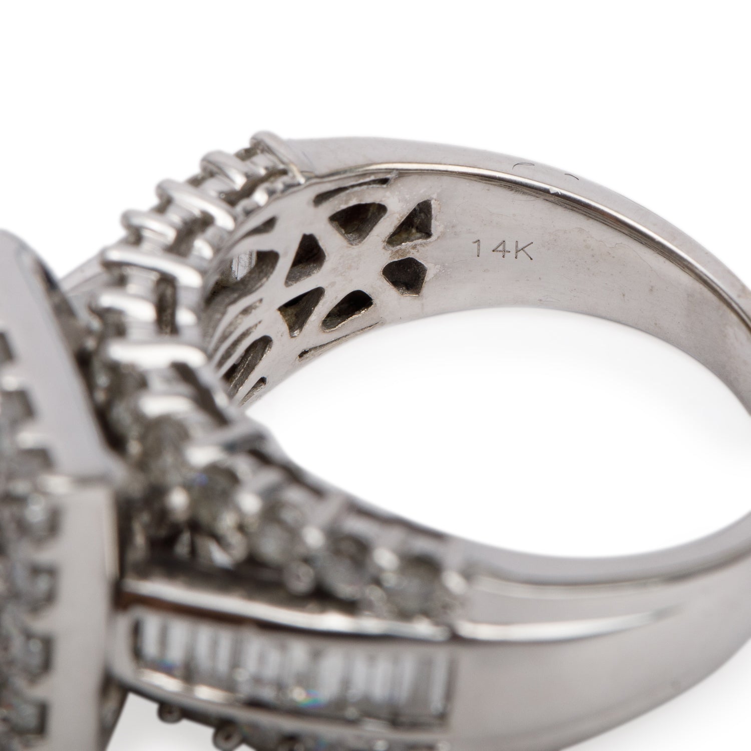 14k White Gold 3.77 tcw. Diamond Engagement Ring, Size 6.75