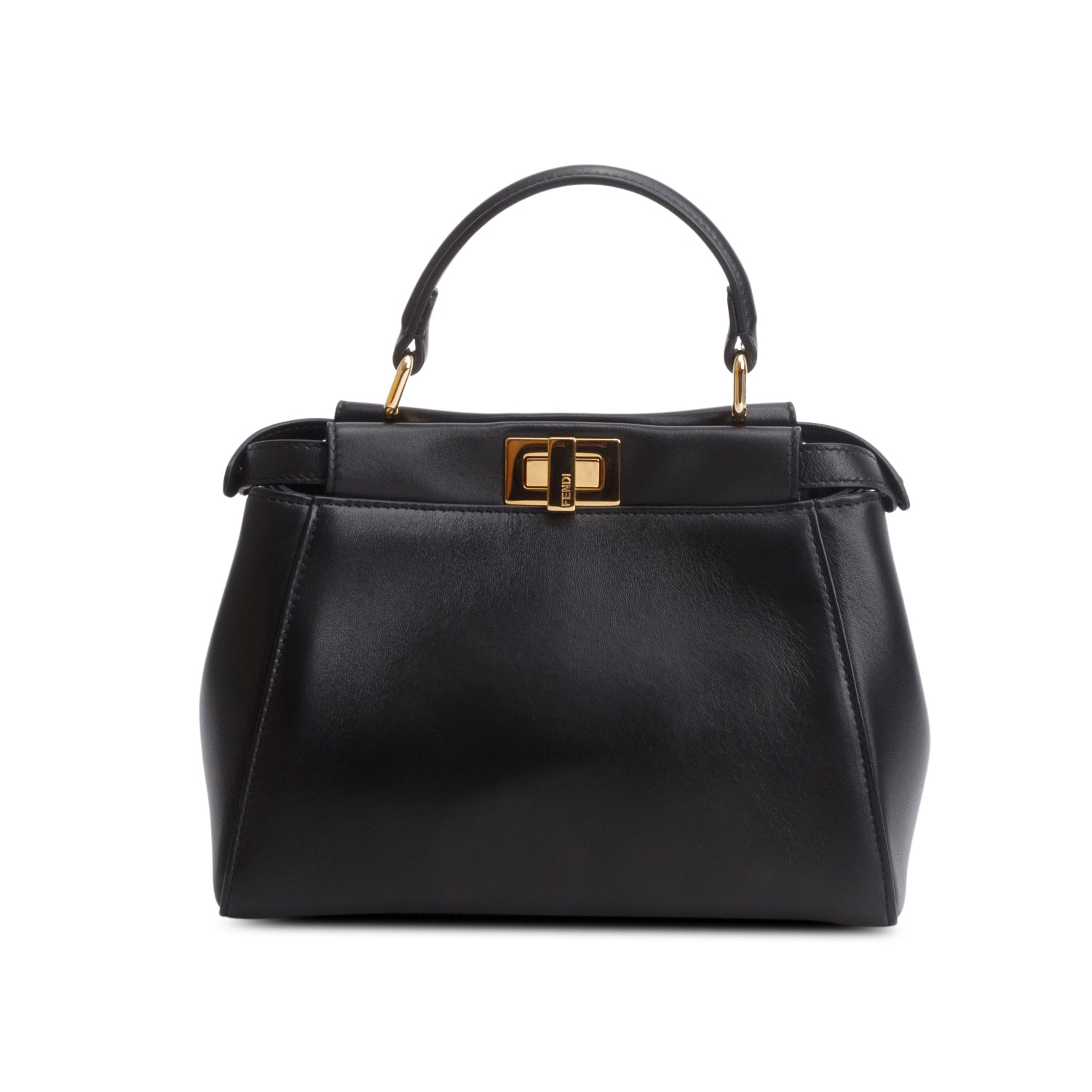 Fendi 2022 Black Lambskin Mini Peekaboo Bag w/ Box, Receipt & Strap