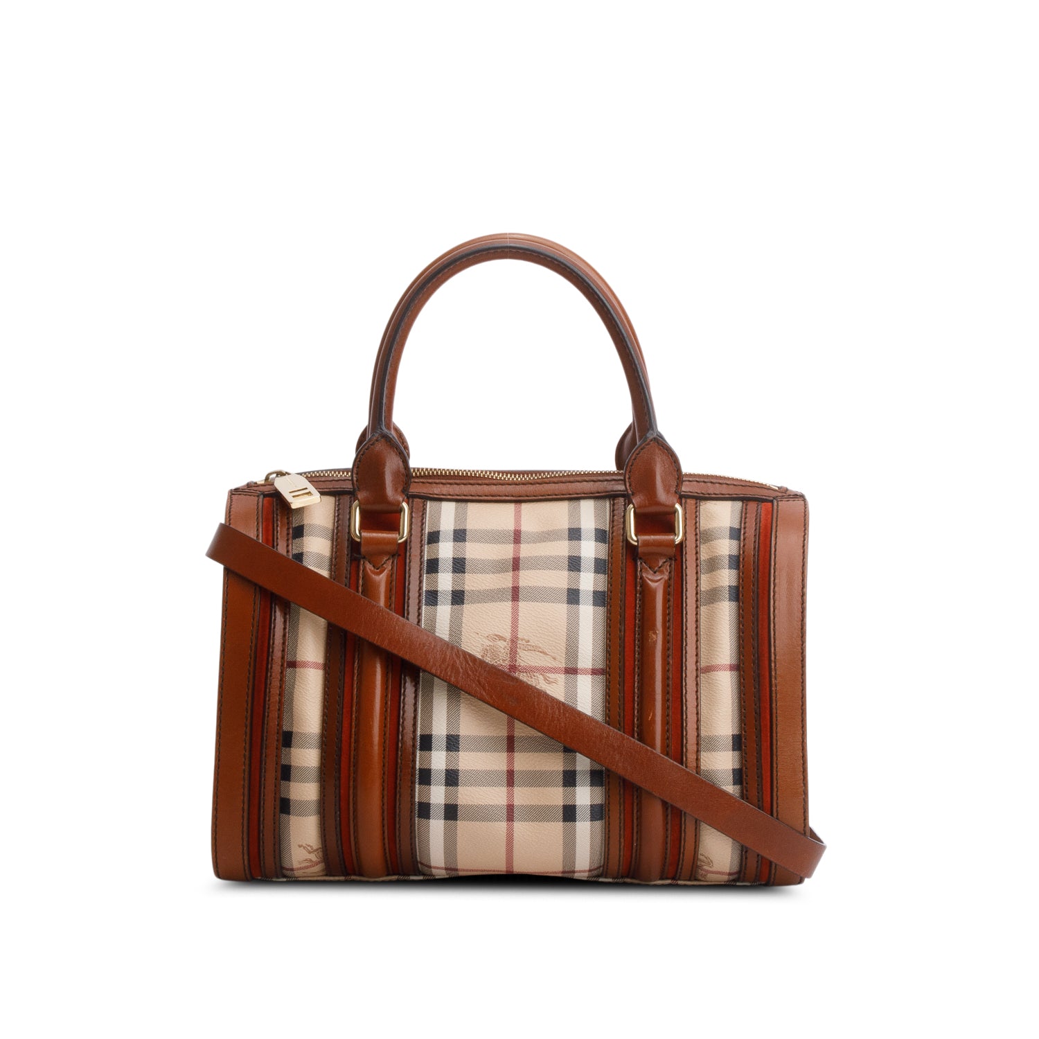 Burberry Red Haymarket Check Alchester Boston Bag w/ Strap