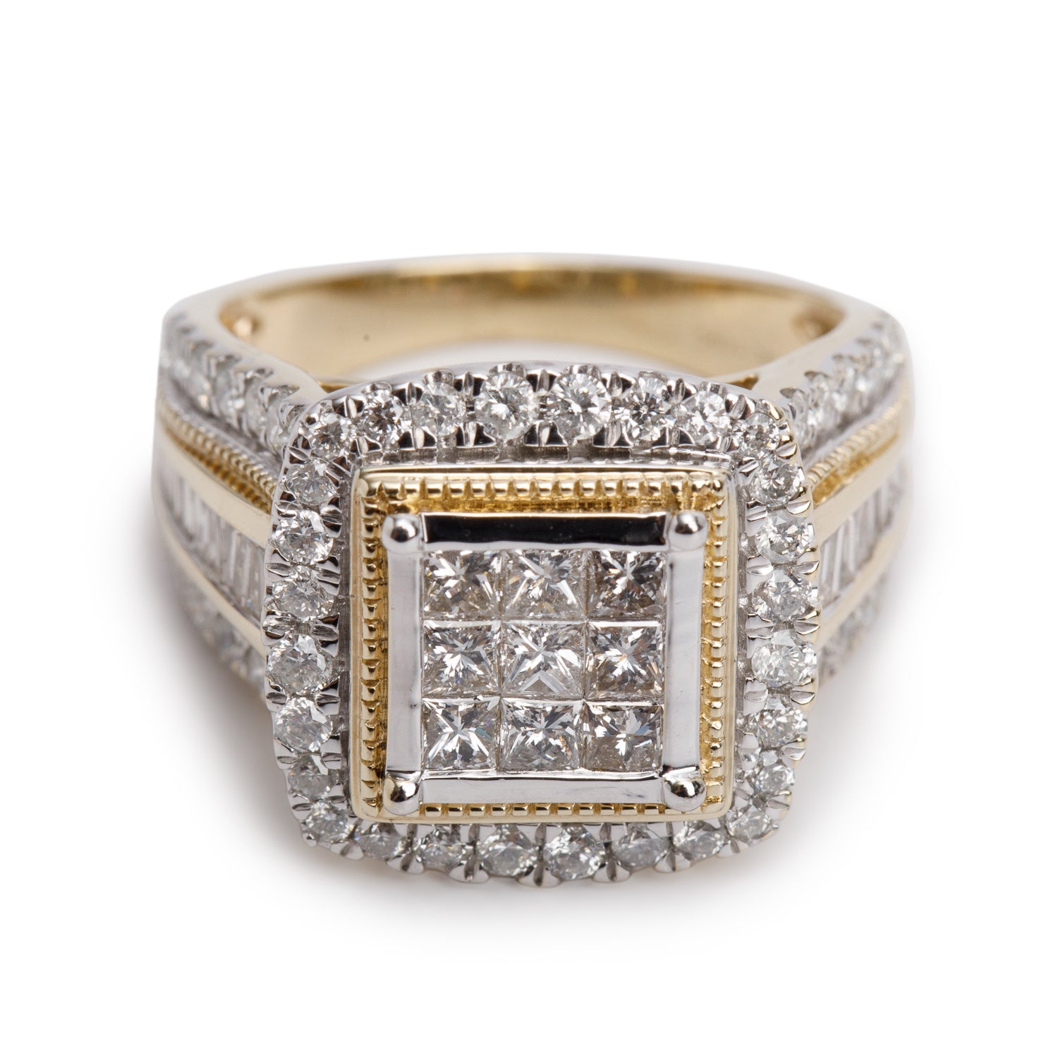 10k Yellow & White Gold Diamond Ring, Size 7