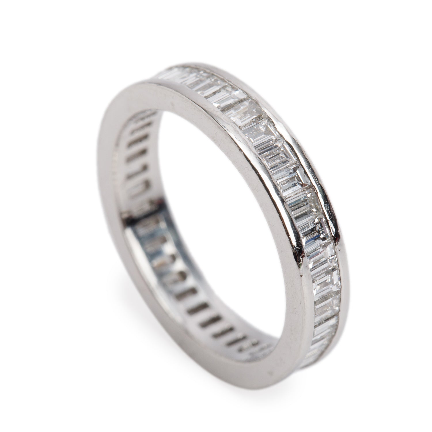 Platinum 1.40 tcw. Baguette Diamond Eternity Band Ring, Size 5.25