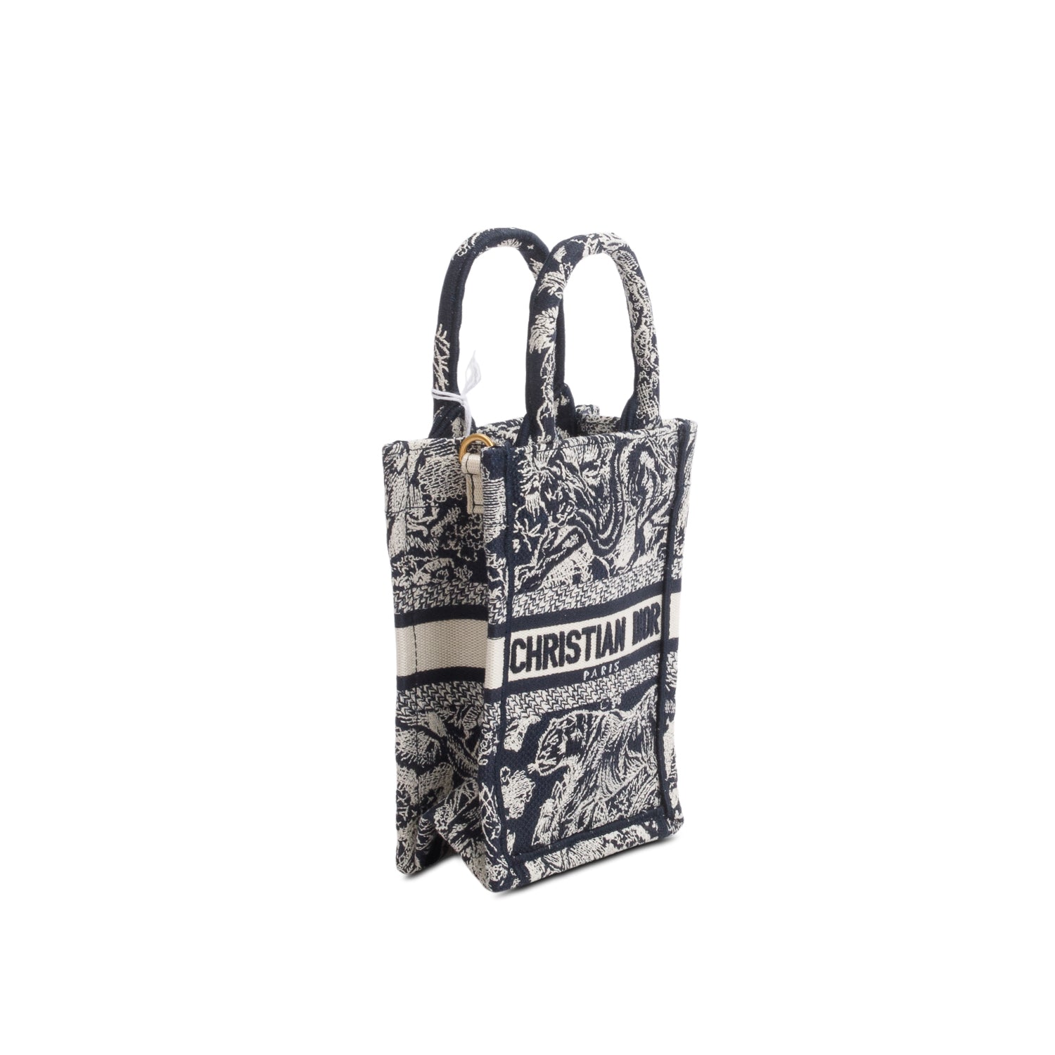 Christian Dior 2022 Black Canvas Toile de Jouy Embroidered Mini Book Tote w/ Strap
