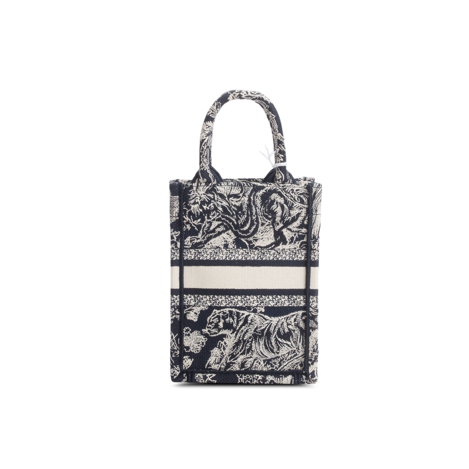 Christian Dior 2022 Black Canvas Toile de Jouy Embroidered Mini Book Tote w/ Strap