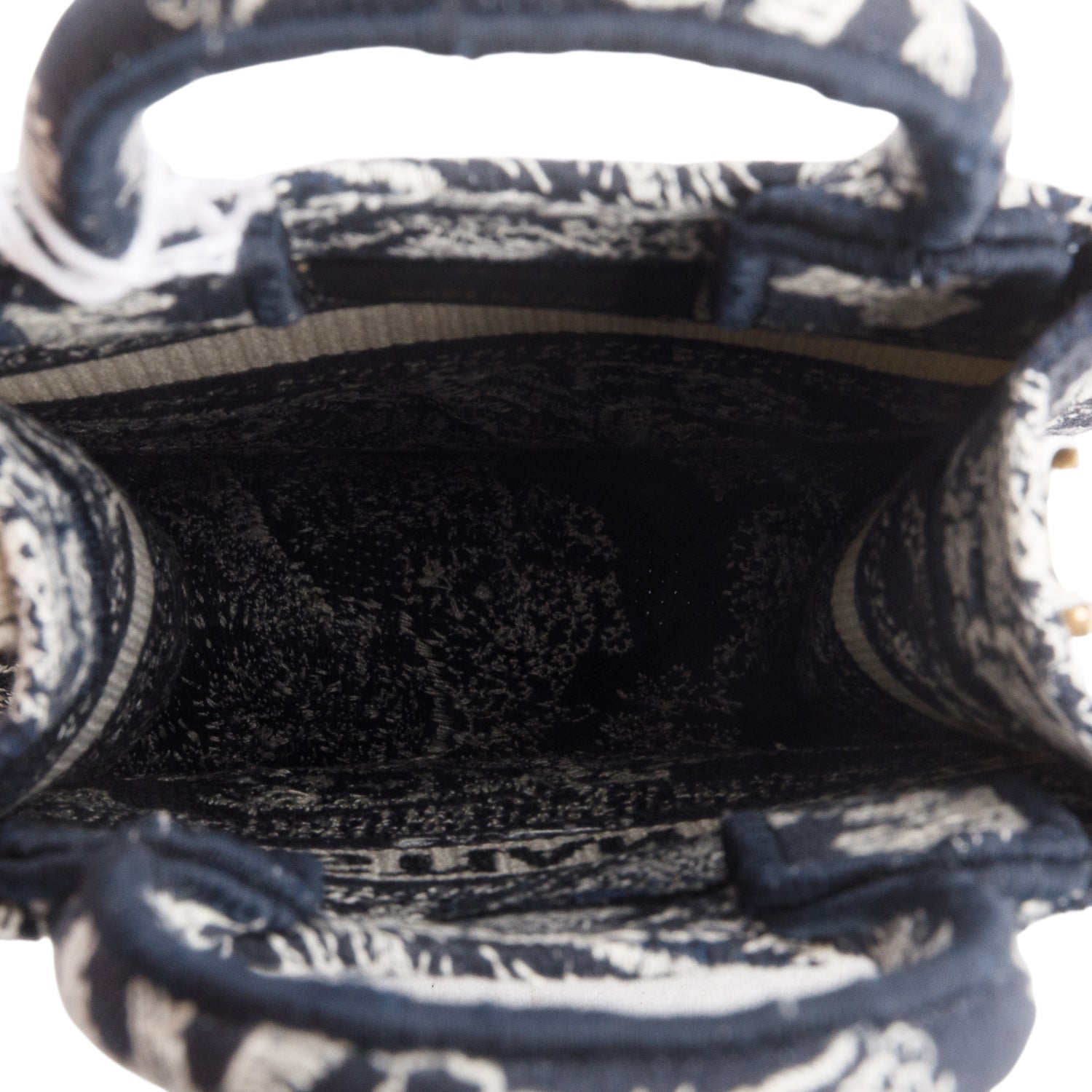Christian Dior 2022 Black Canvas Toile de Jouy Embroidered Mini Book Tote w/ Strap
