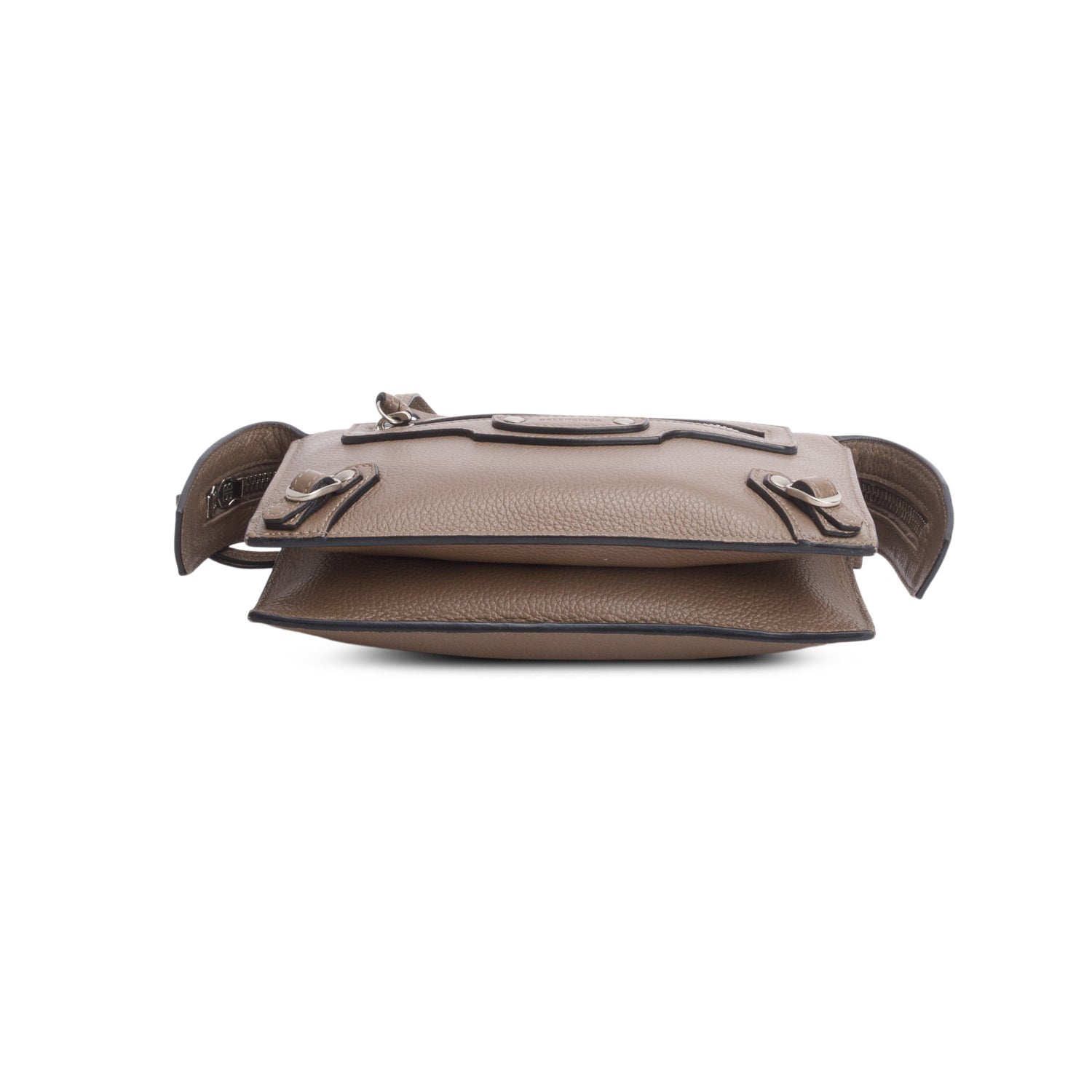 Balenciaga Brown Grained Calfskin Neo Classic Zip Around Crossbody Bag