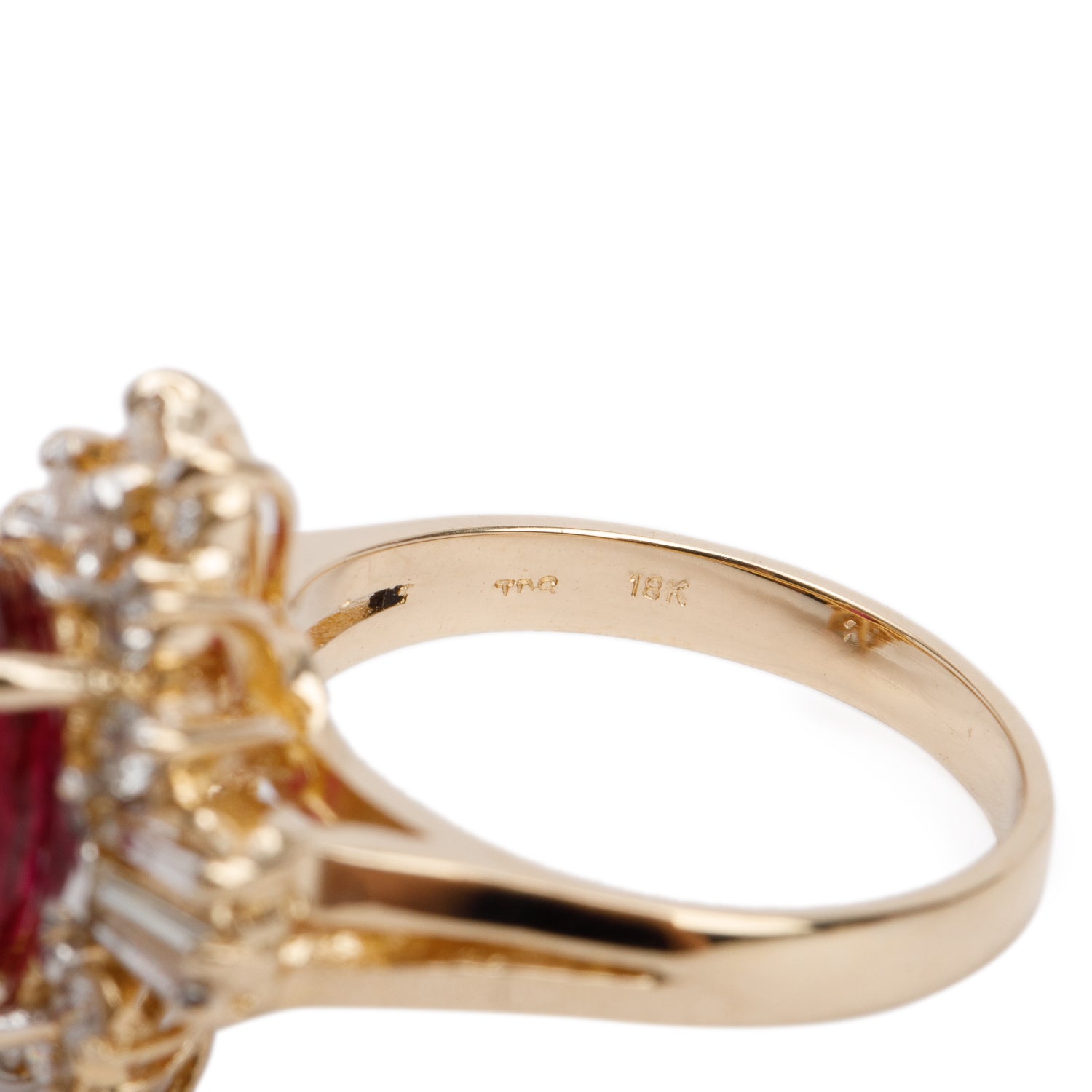 18k Yellow Gold Tourmaline & Diamond Ring, Size 5
