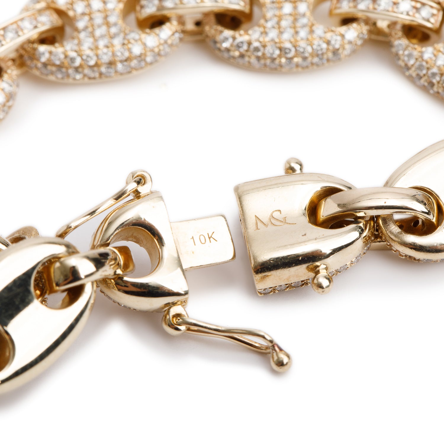 10k Yellow Gold Pave Diamond Link Bracelet