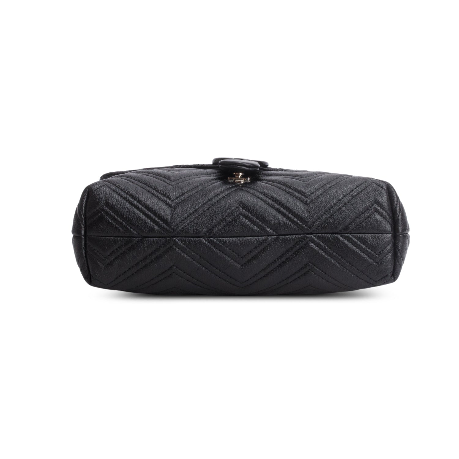 Gucci Black Soft Matelasse Chevron Leather GG Marmont Medium Shoulder Bag w/ Box