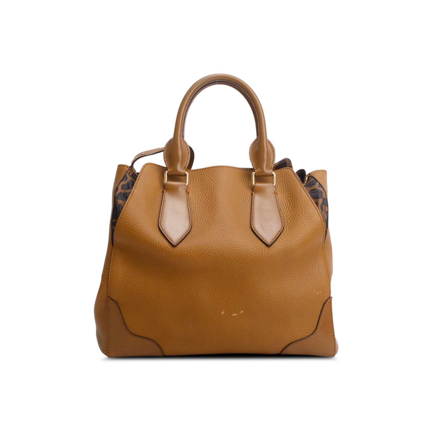Burberry Brown Grained Calfskin Print Tassel Ablett Tote w/ Strap