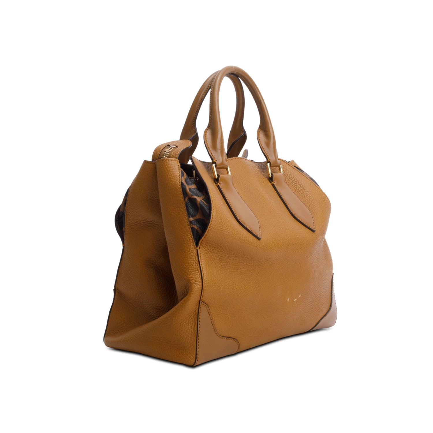 Burberry Brown Grained Calfskin Print Tassel Ablett Tote w/ Strap