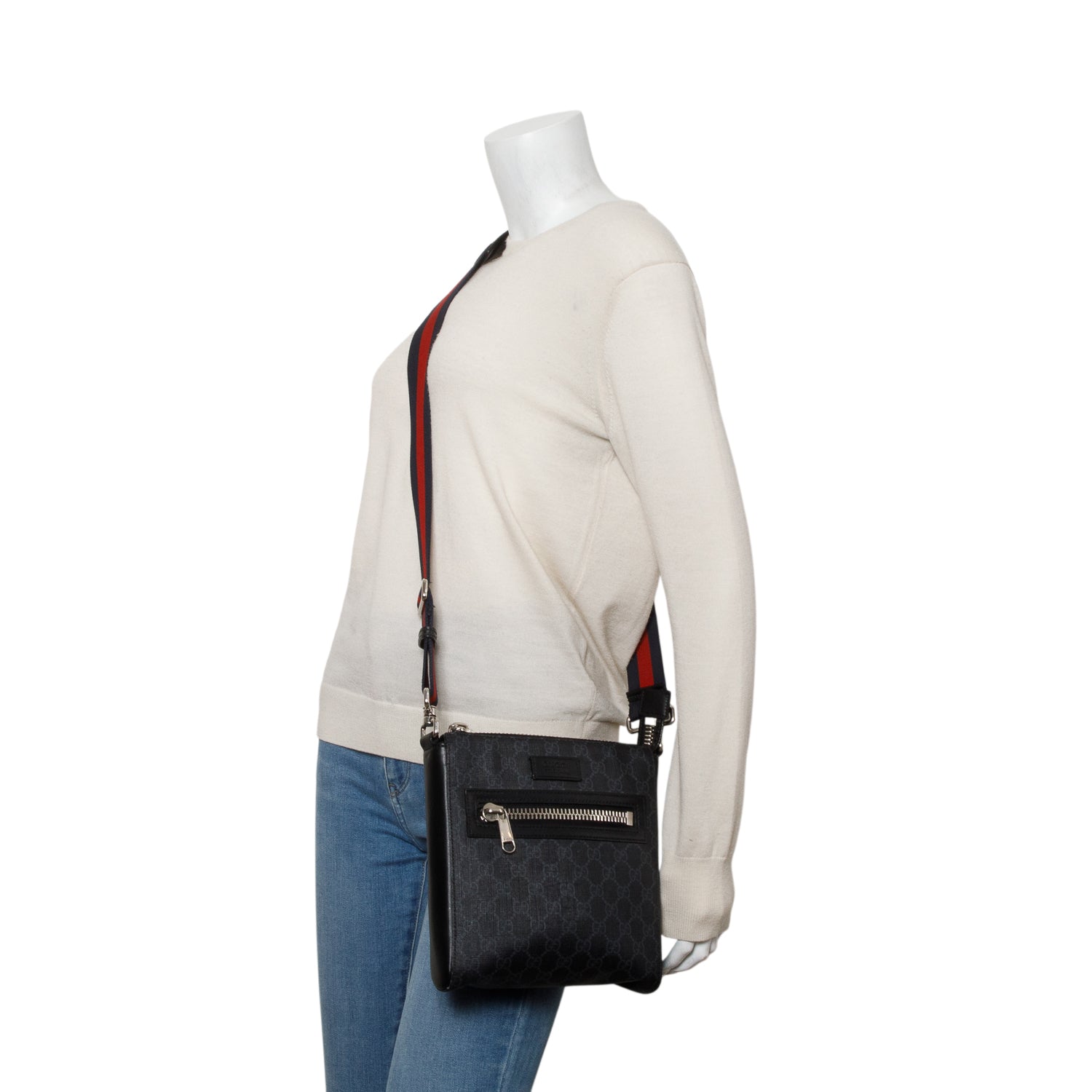 Gucci Black GG Supreme Small Messenger Bag