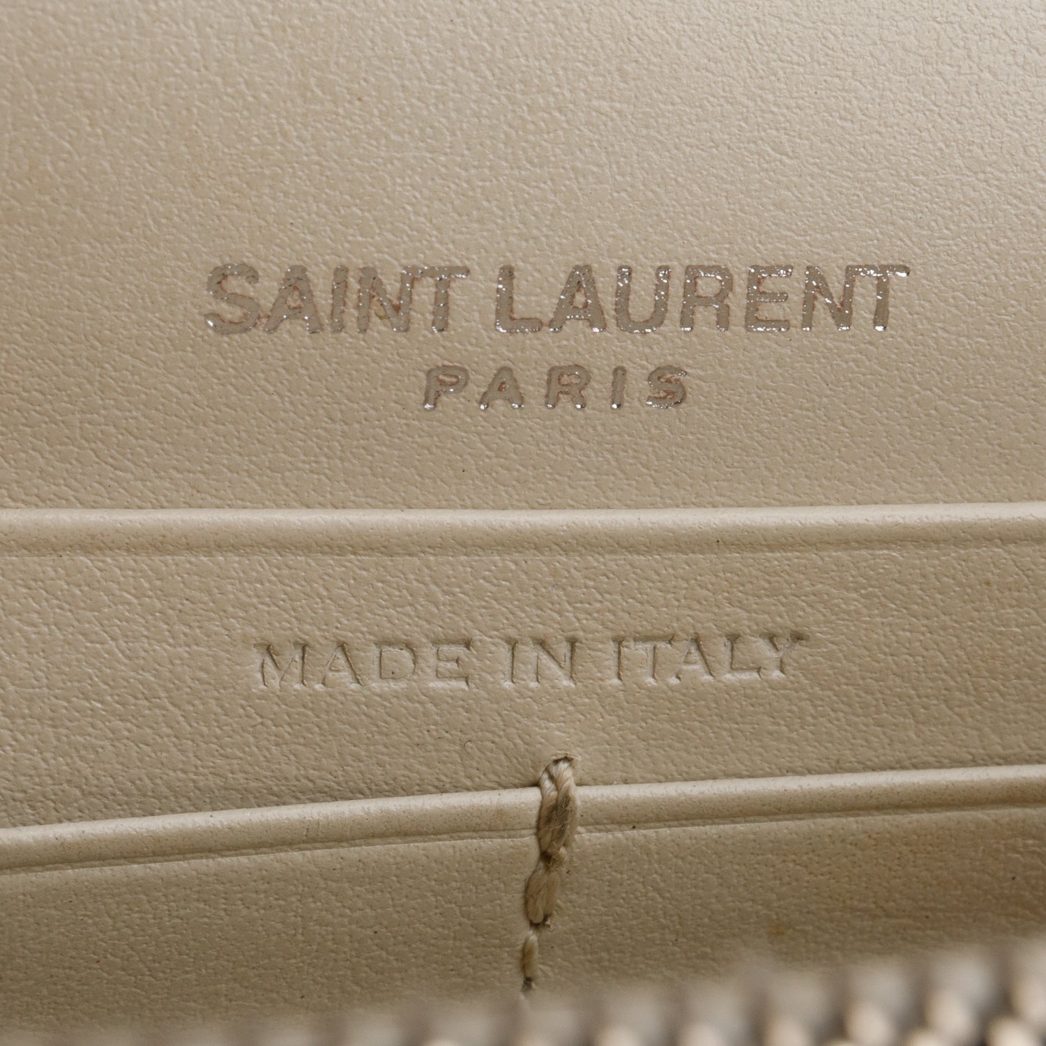 Saint Laurent Cream Crocodile Embossed Sunset Chain Wallet