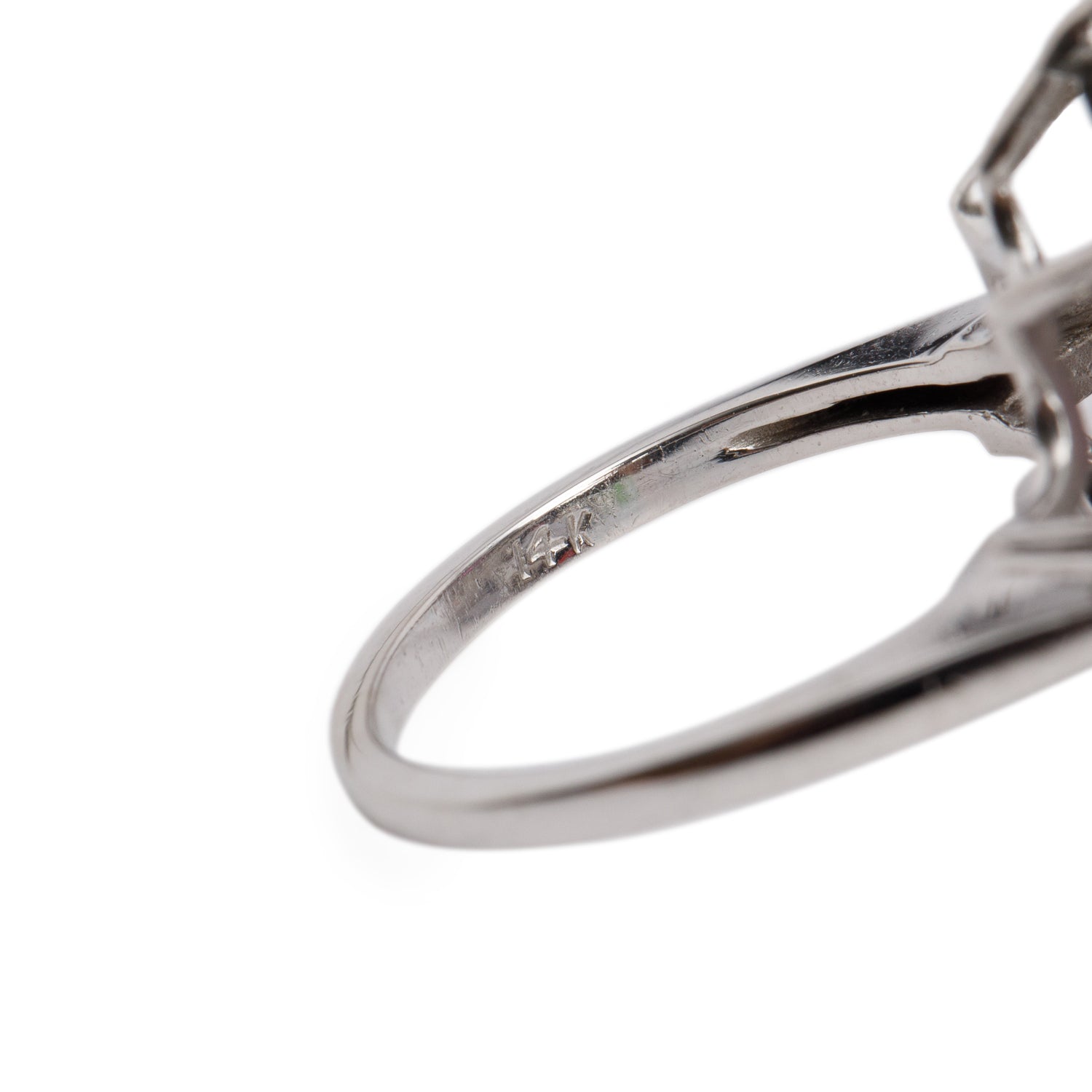 14k White Gold Ruby and Diamond Cocktail Ring, Size 6.25