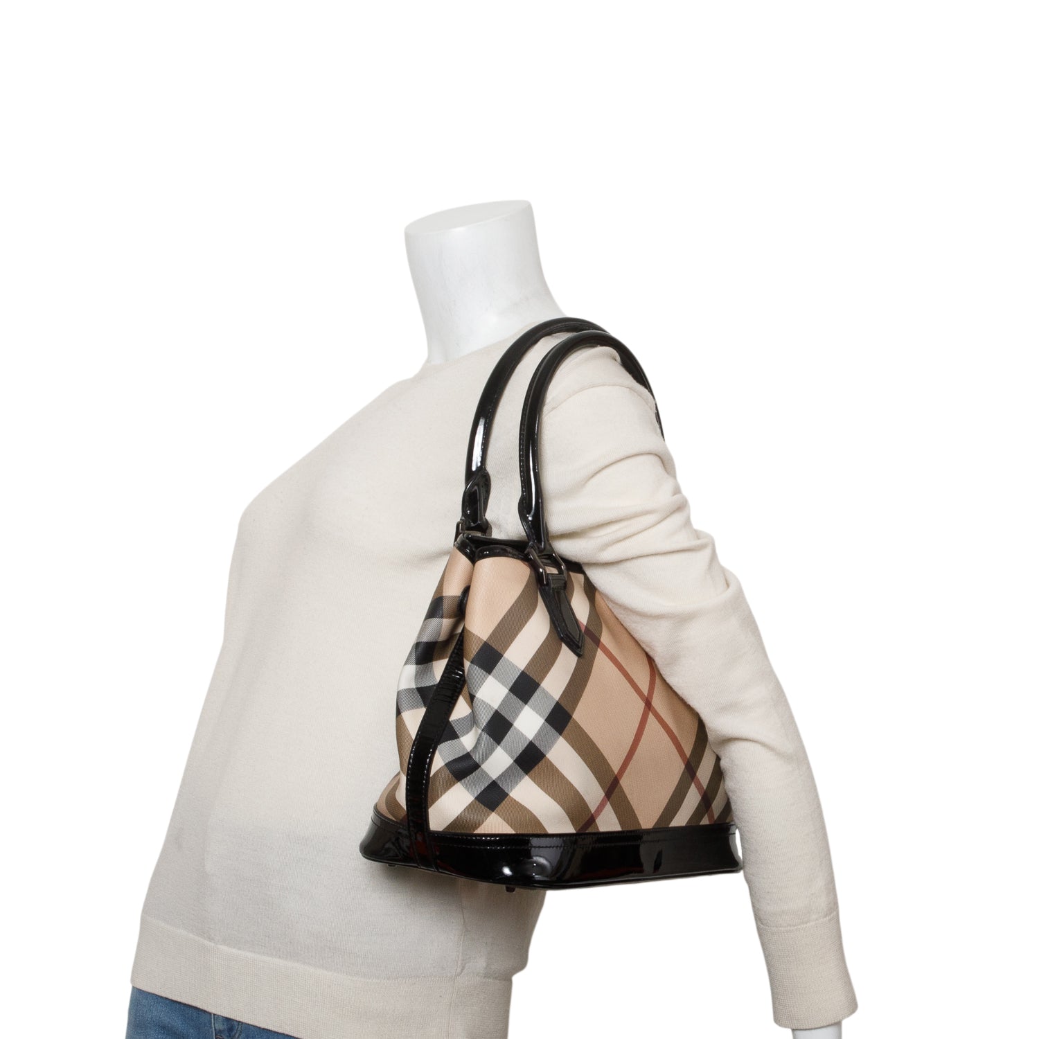 Burberry Beige Nova Check Boston Bag