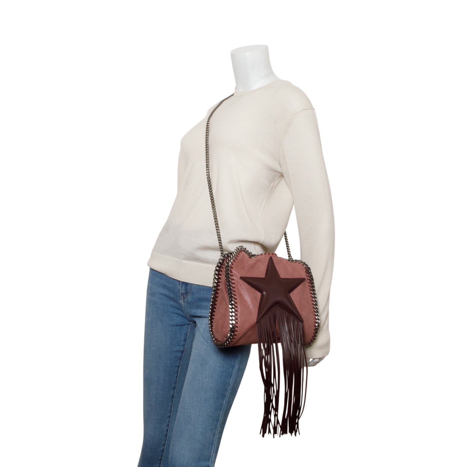 Stella McCartney Pink Vegan Suede Star Fringe Mini Tote Bag