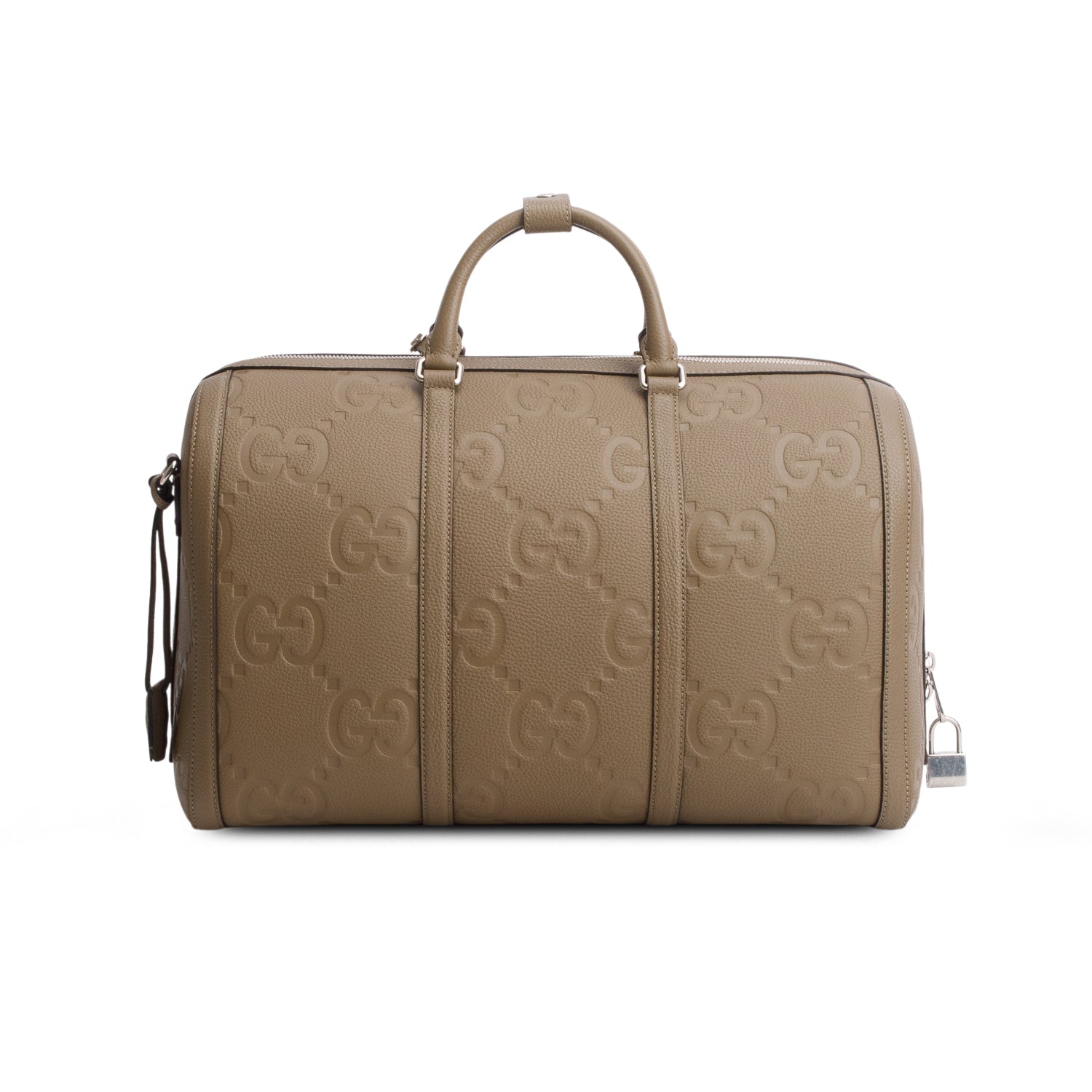 Gucci Taupe Piuma Calfskin Jumbo GG Embossed Large Duffle Bag w/ Strap