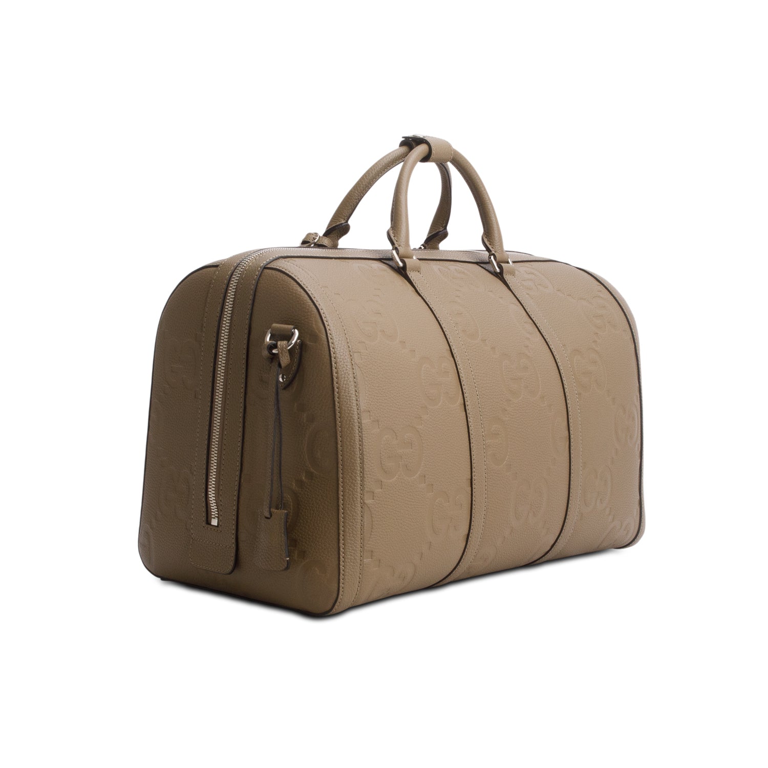 Gucci Taupe Piuma Calfskin Jumbo GG Embossed Large Duffle Bag w/ Strap