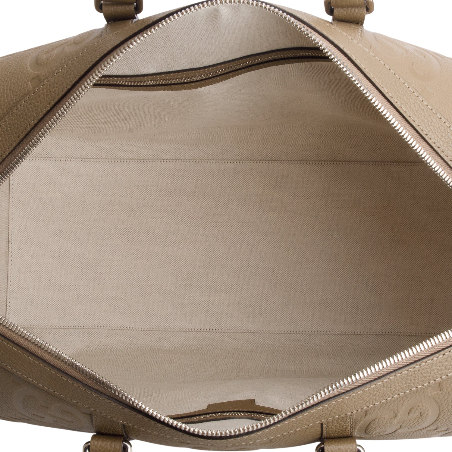 Gucci Taupe Piuma Calfskin Jumbo GG Embossed Large Duffle Bag w/ Strap
