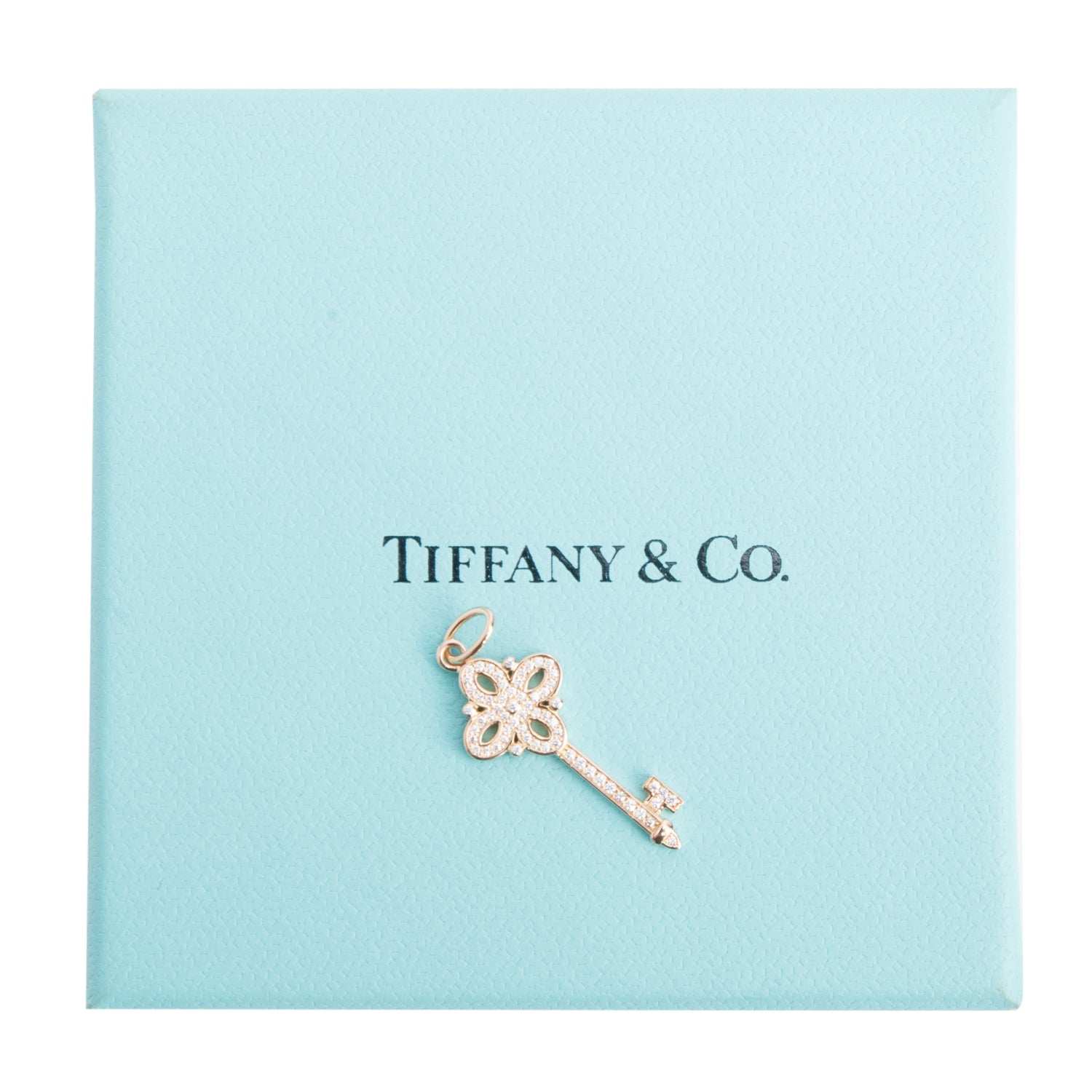 Tiffany & Co. 18k Rose Gold Diamond Mini Victoria Key Pendant w/ Box