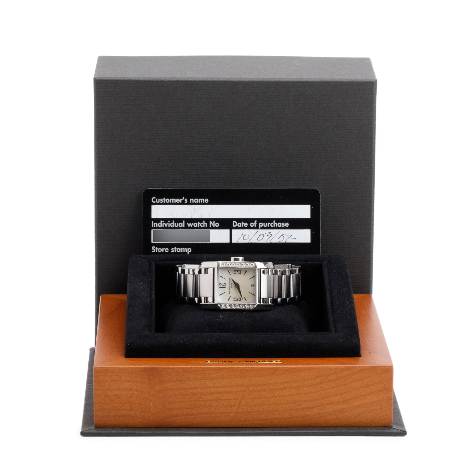 Baume & Mercier Stainless Steel Diamond Bezel Hampton Quartz Watch Mother of Pearl Dial 65516 w/ Box & Papers6