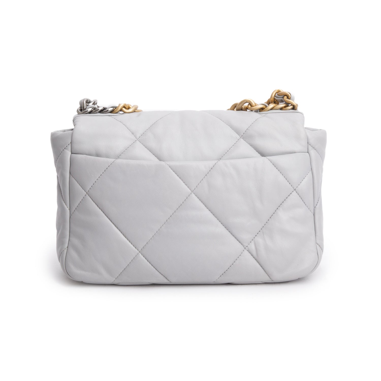 Chanel Grey Lambskin Leather Medium 19 Flap Bag w/ Box