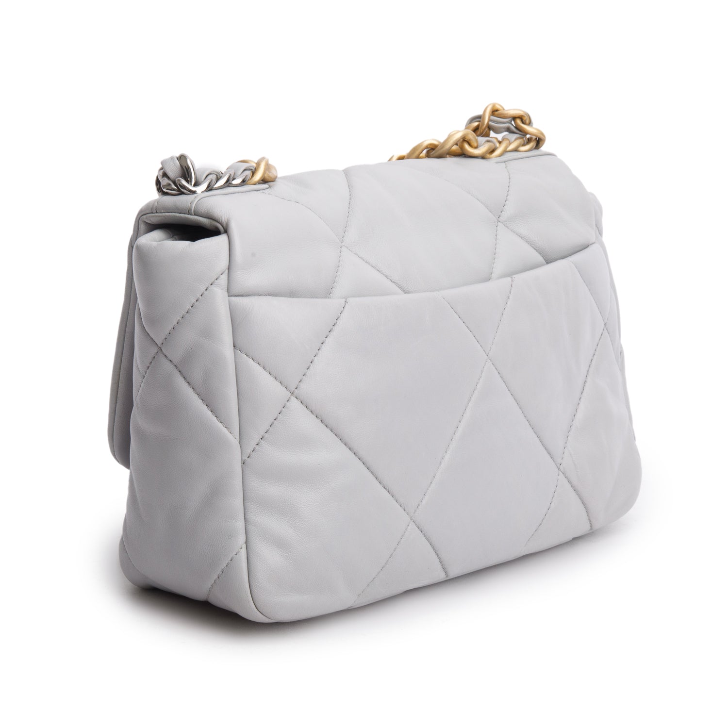 Chanel Grey Lambskin Leather Medium 19 Flap Bag w/ Box