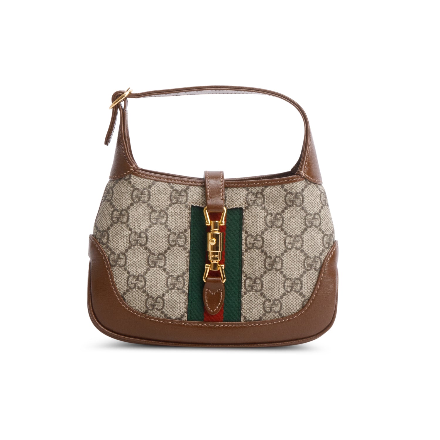 Gucci GG Supreme Monogram Azalea Calfskin Web Mini Jackie 1961 w/ Strap