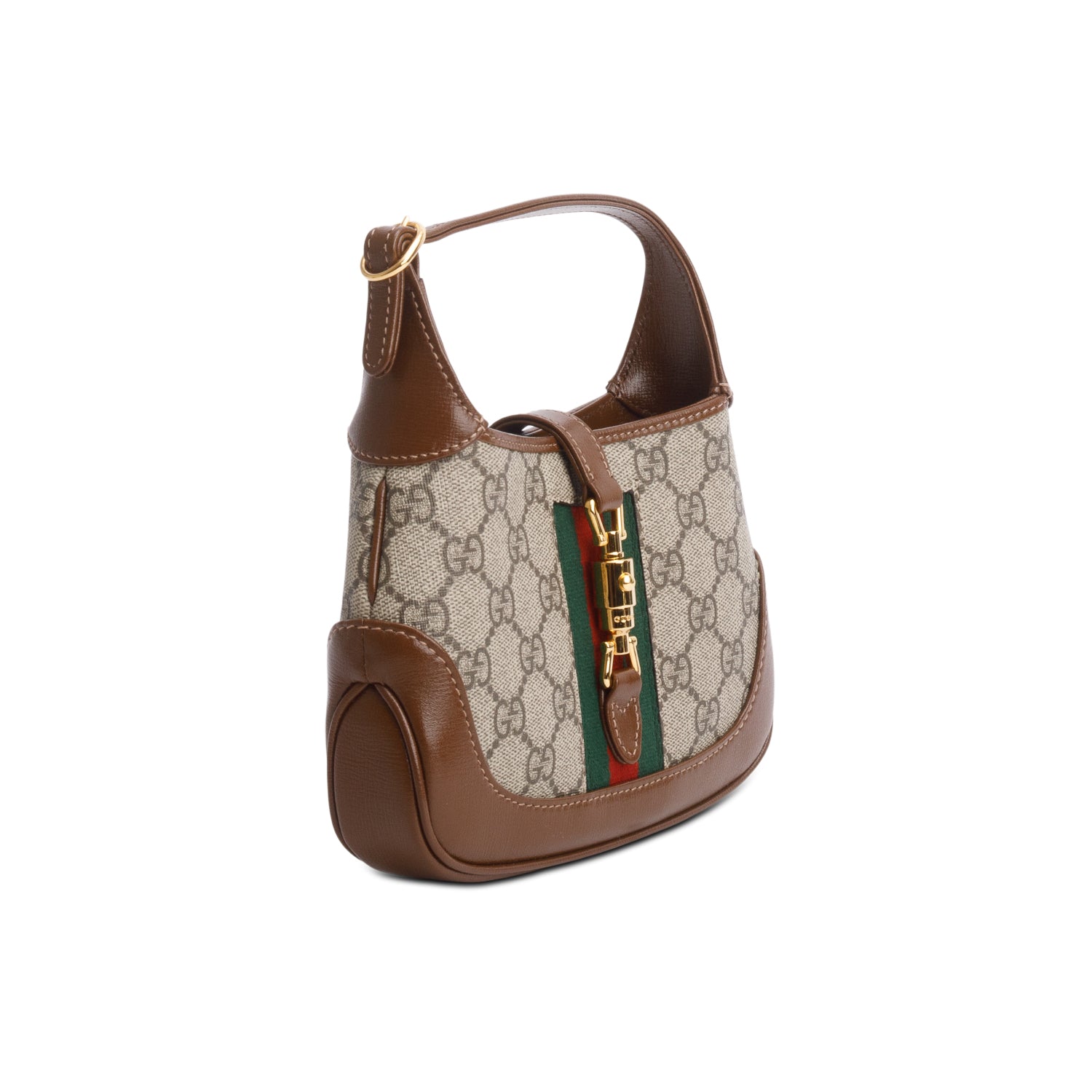Gucci GG Supreme Monogram Azalea Calfskin Web Mini Jackie 1961 w/ Strap