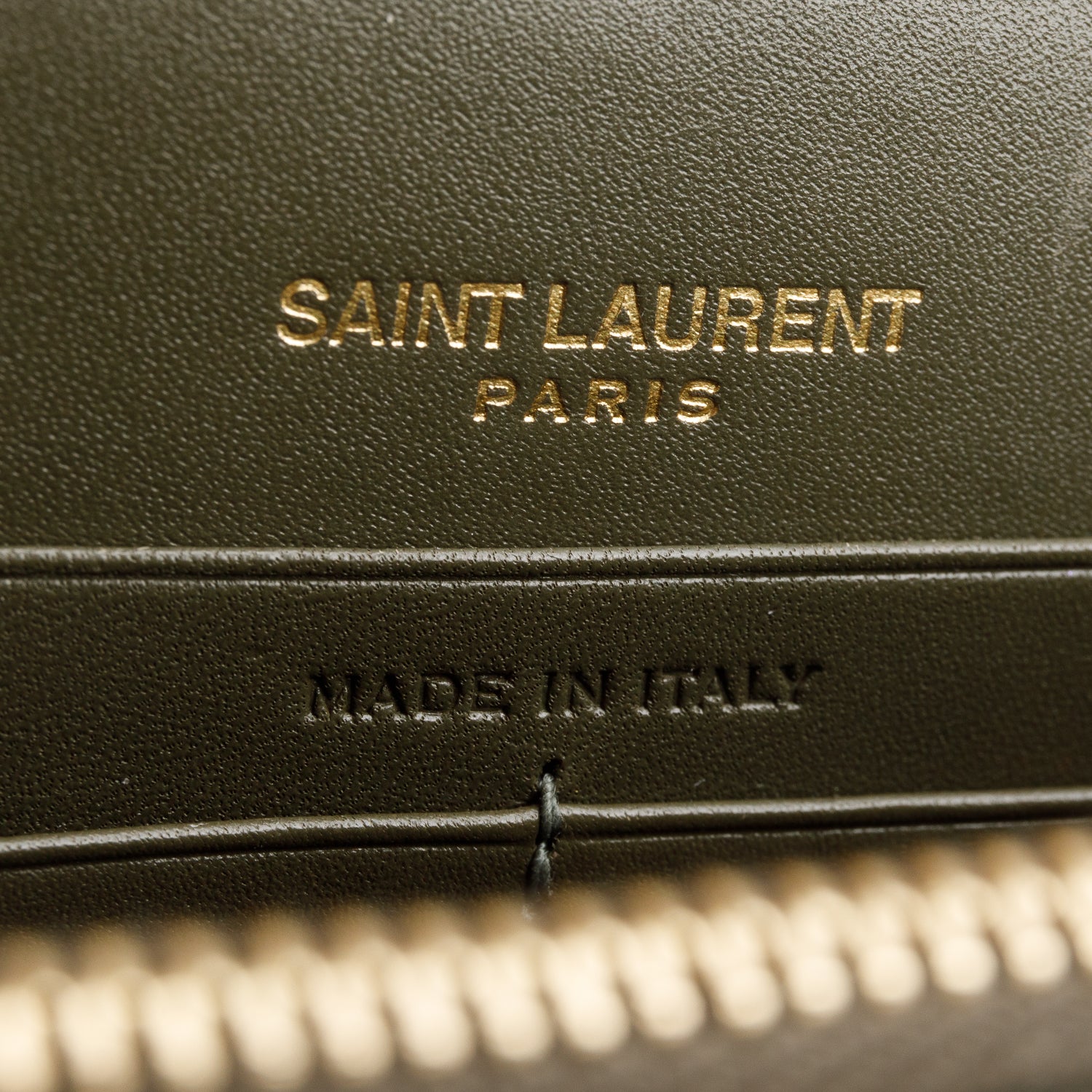 Saint Laurent Green Leather Kate Tassel Wallet on Chain