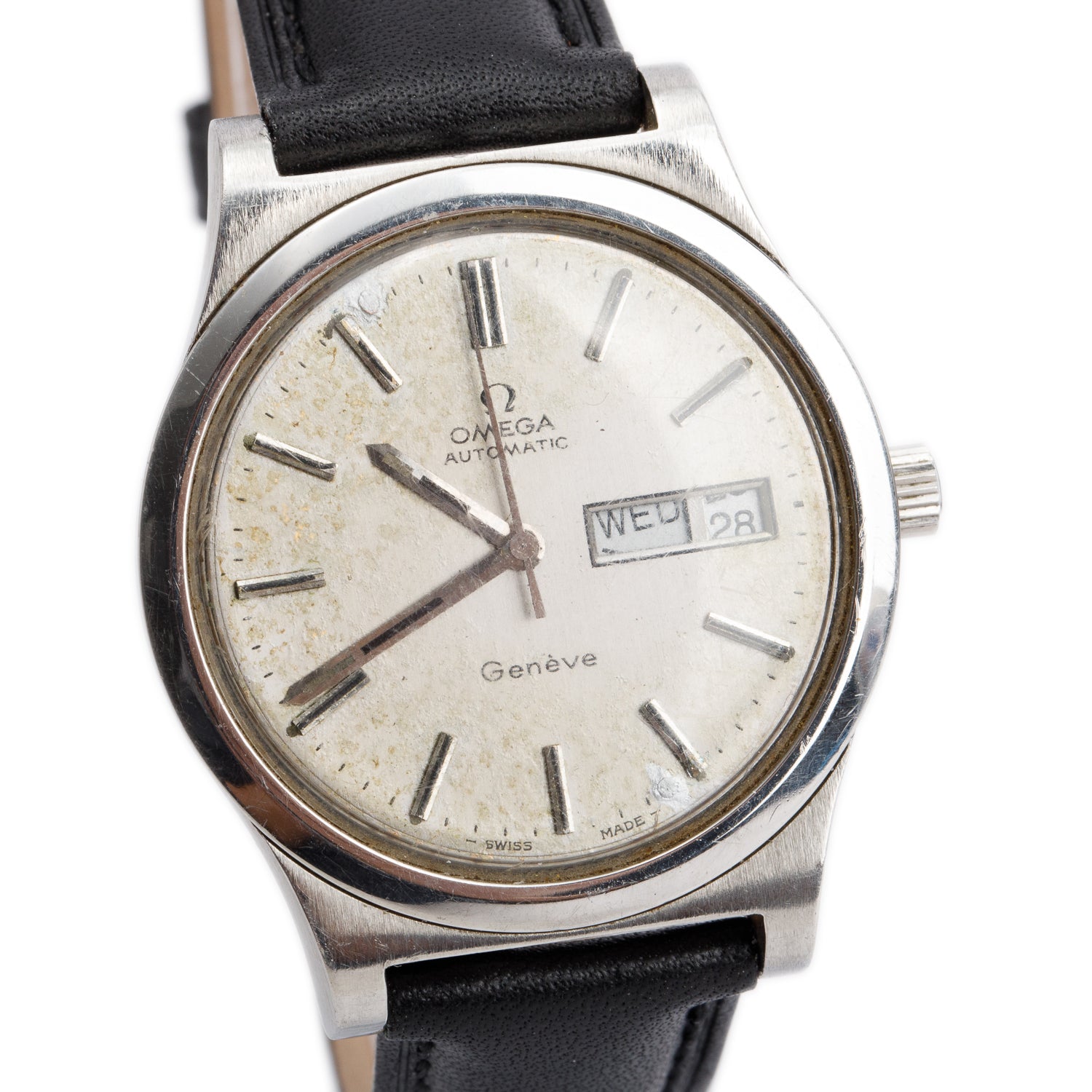 Omega Vintage Stainless Steel Geneve Day Date 36 MM Automatic Watch