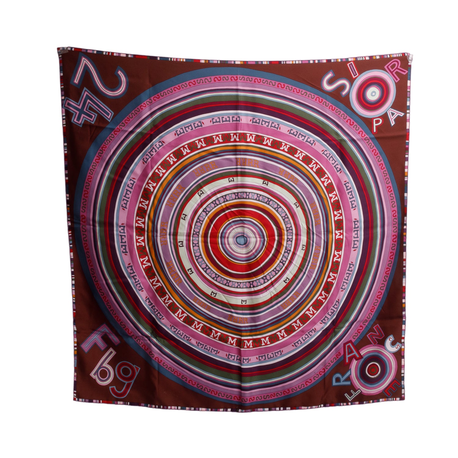 Hermes Purple & Multicolor 'Toho Bohu' Silk Scarf 90 w/ Box
