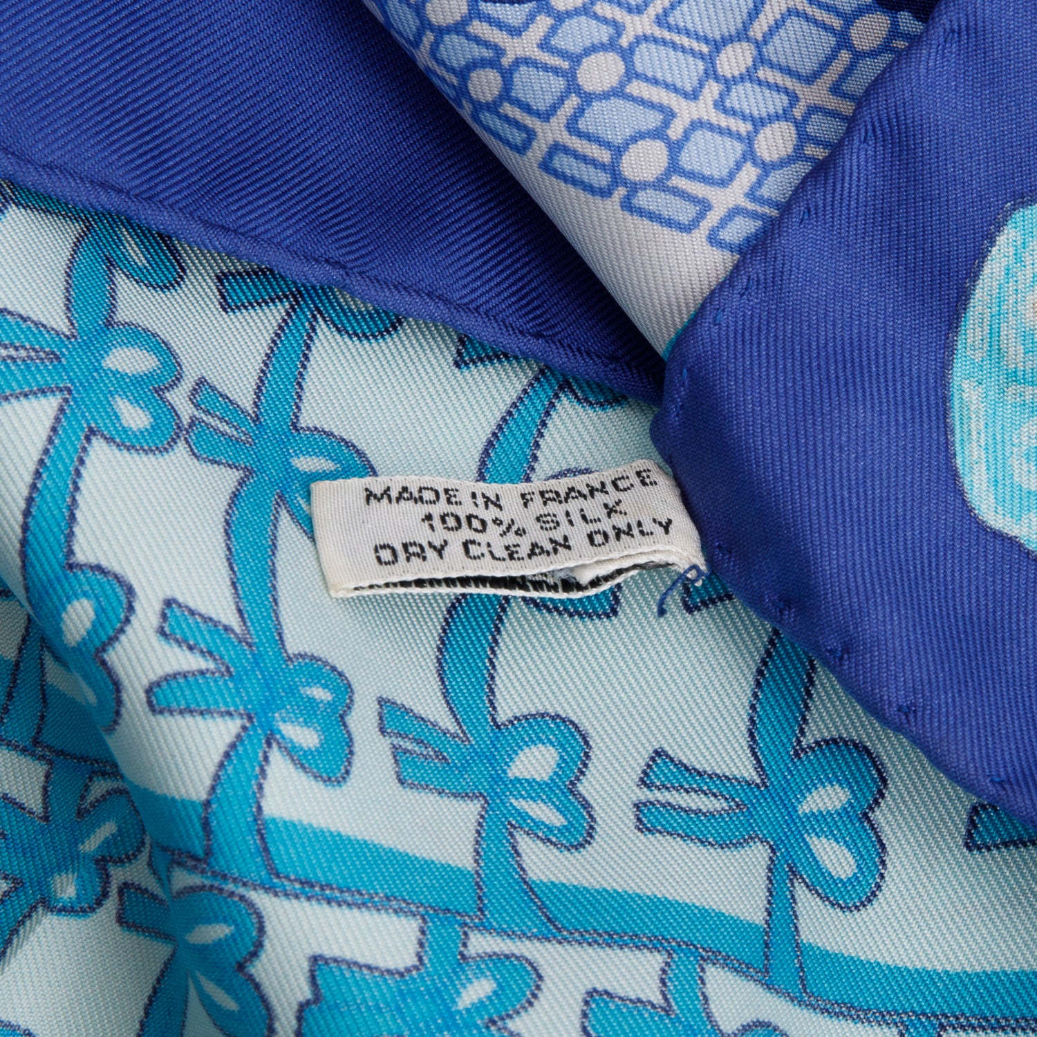 Hermes Blue 'Etendards et Bannieres' Silk Scarf 90 w/ Box