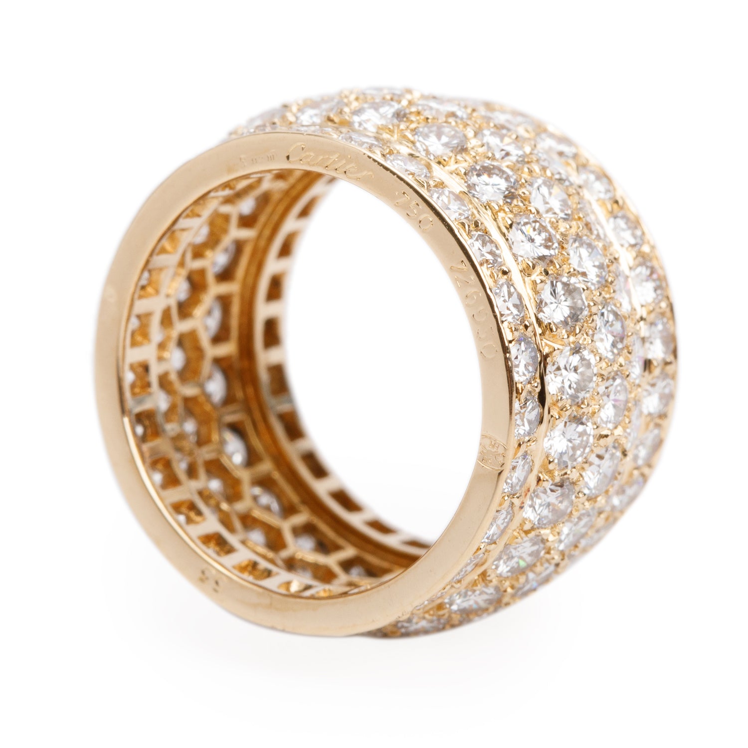 Cartier 18k Yellow Gold Paved Diamond Nigeria Band Ring, Size 53 6 w/ Box & Papers