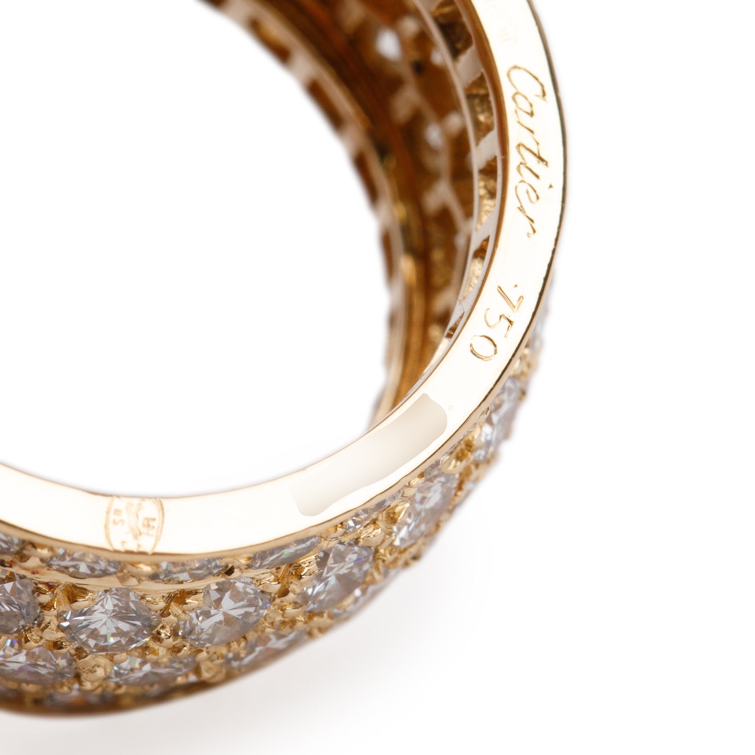 Cartier 18k Yellow Gold Paved Diamond Nigeria Band Ring, Size 53 6 w/ Box & Papers