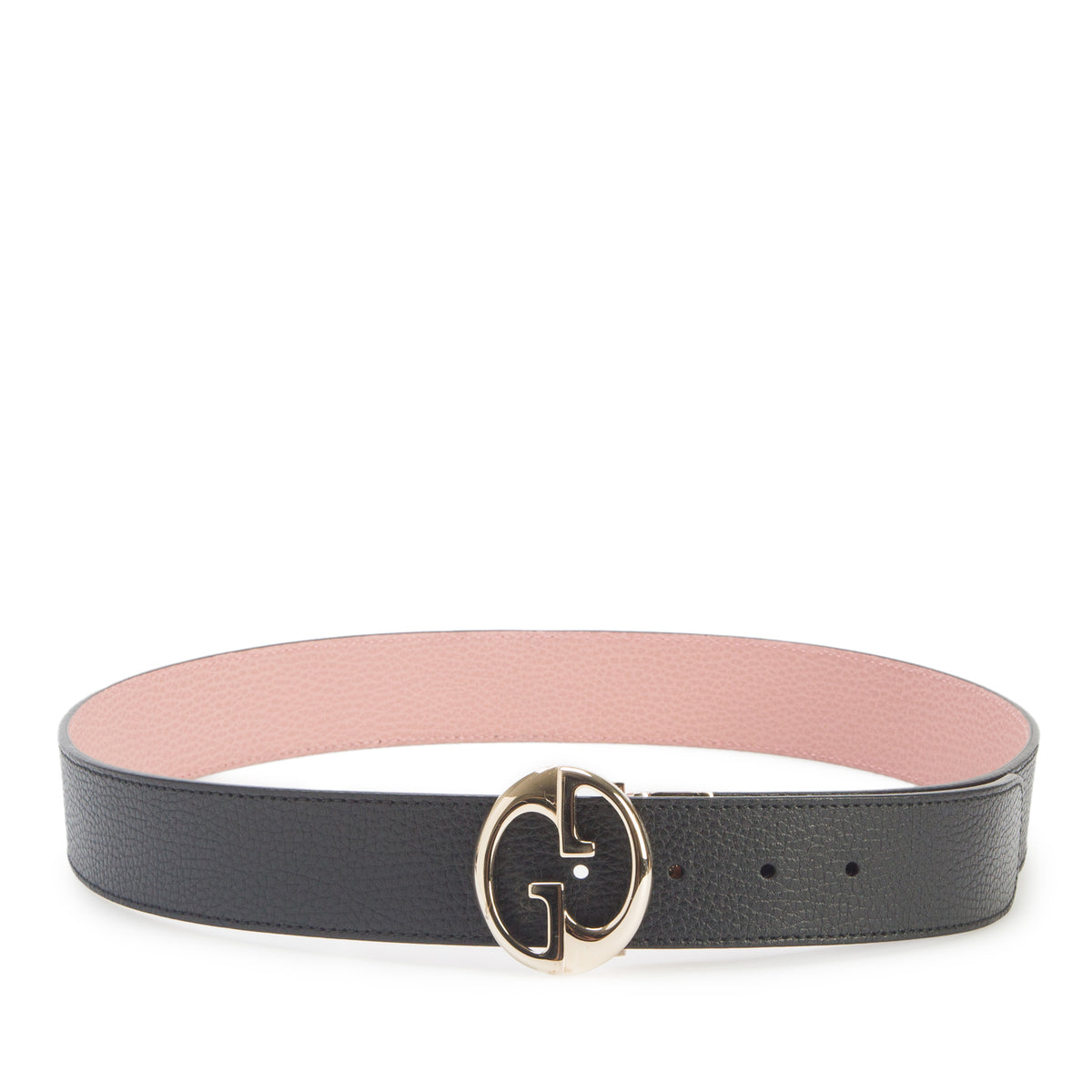 Gucci Black/Pink Dollar Calfskin 1973 Reversible Belt 95 38, w/ Receipt