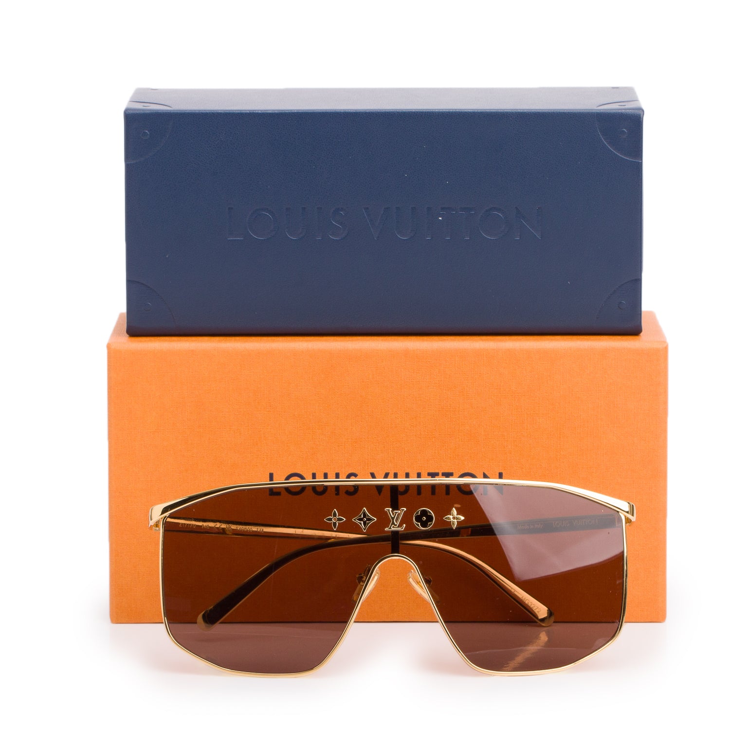 Louis Vuitton Z1717U Gold-Toned LV Golden Mask Sunglasses w/ Box & Case