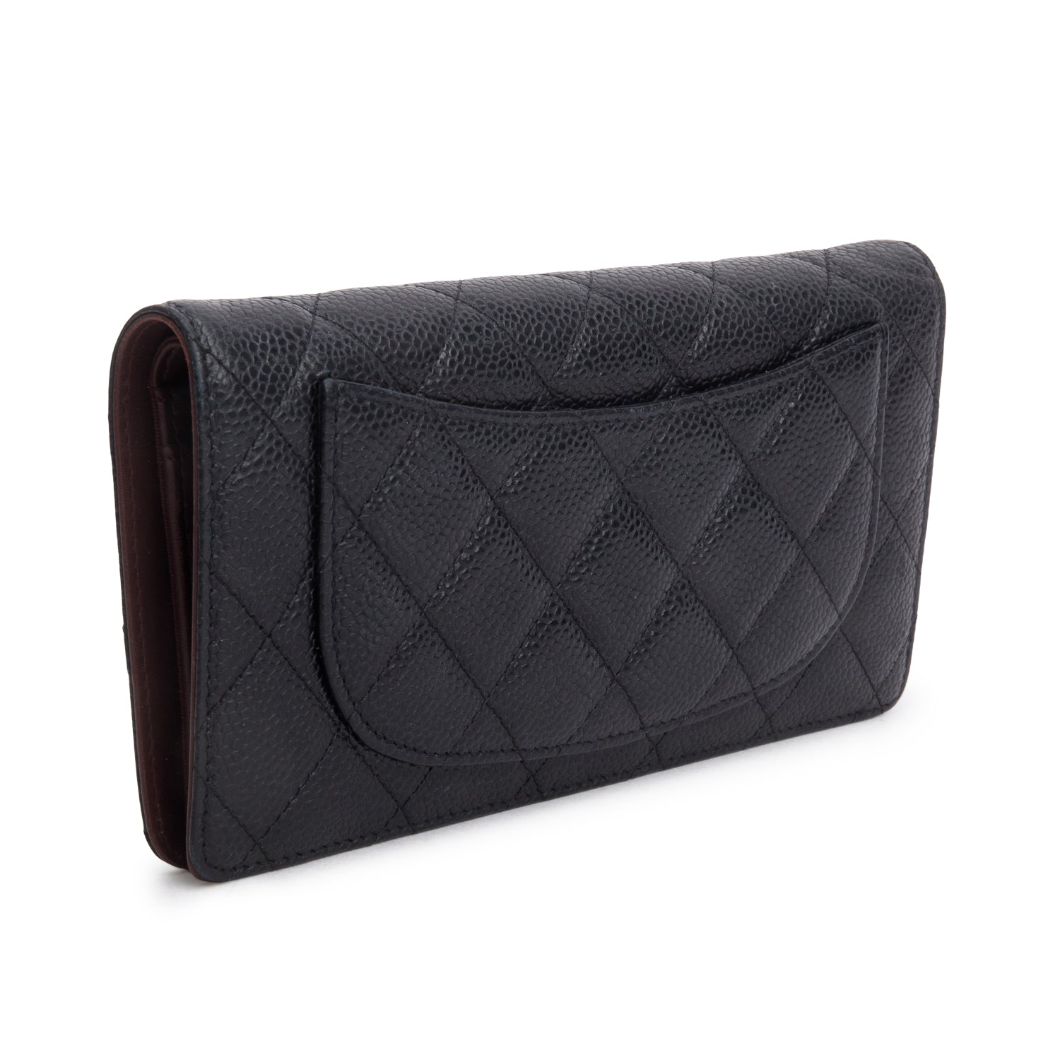 Chanel Black Caviar Quilted Yen Wallet w/ Box & Authenticity Card