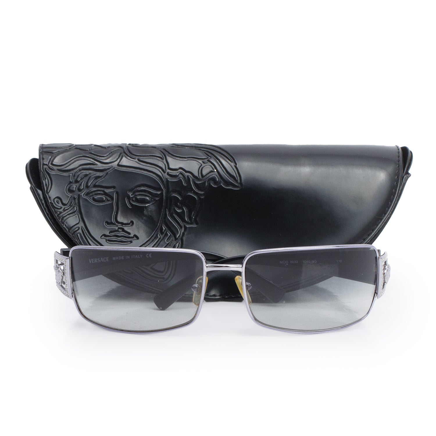 Versace 2032 Black Medusa Insignia Square Shield Sunglasses w/ Case