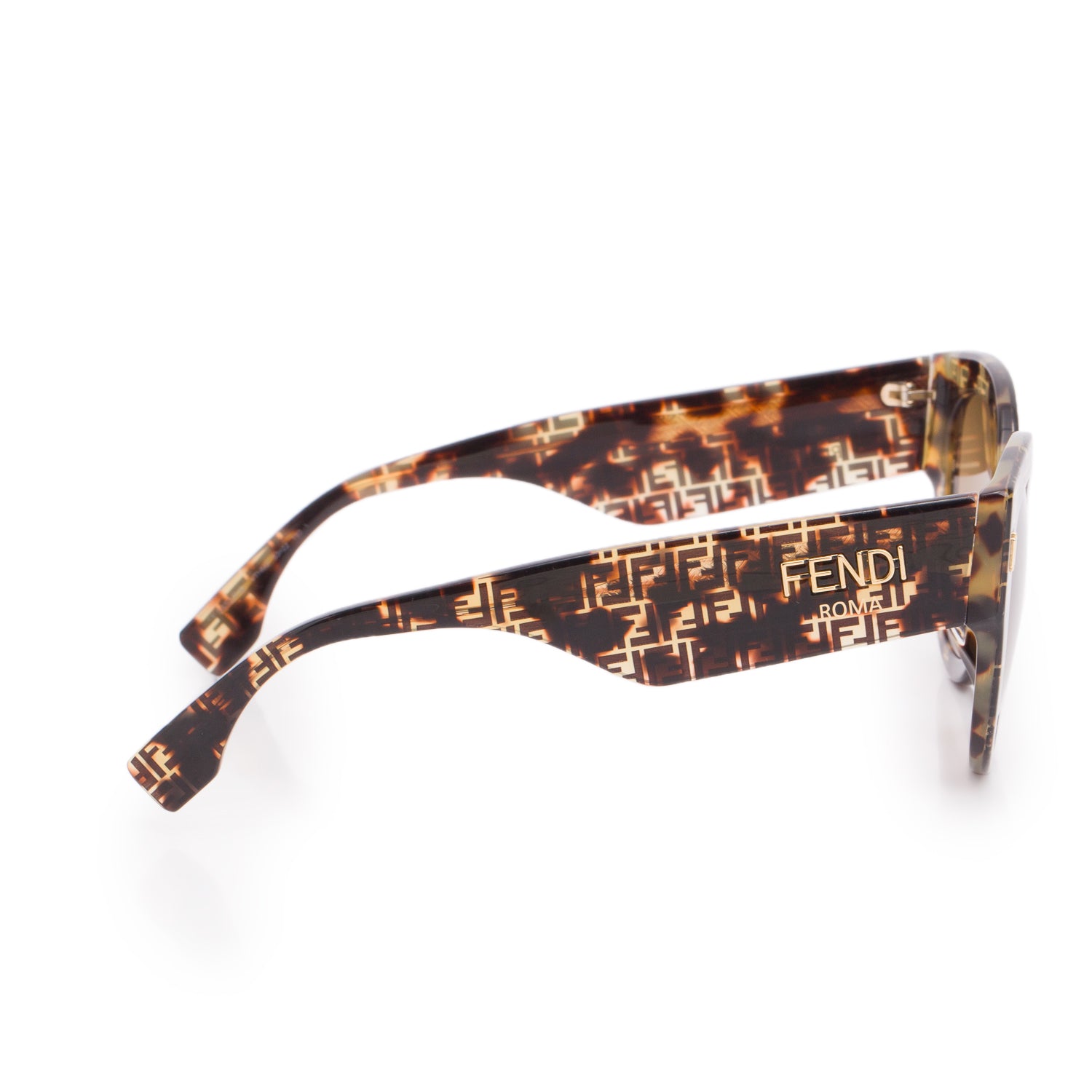 Fendi FF 0425/E/S Tortoise FF Print Square Sunglasses