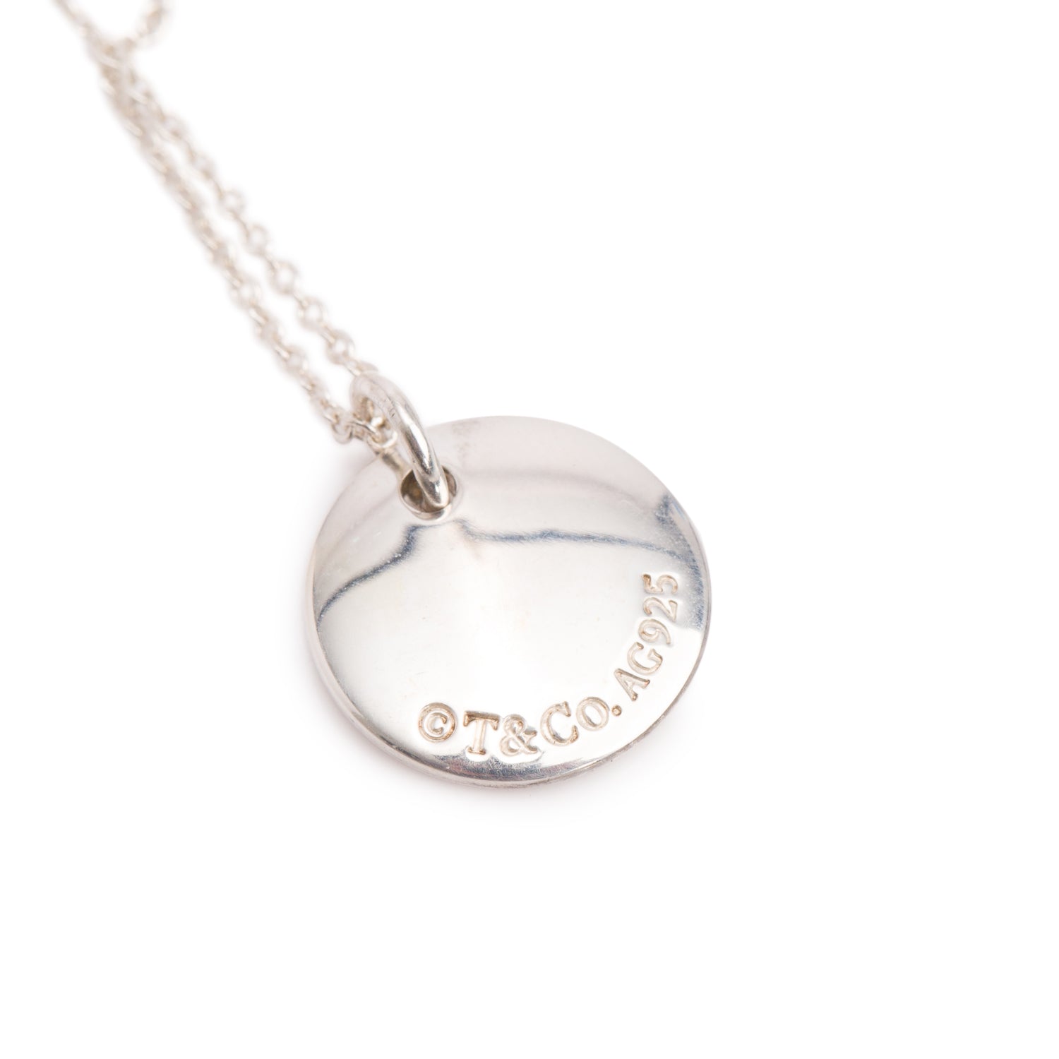 Tiffany & Co. Sterling Silver Notes Alphabet Letter 'A' Small Disc Pendant Necklace