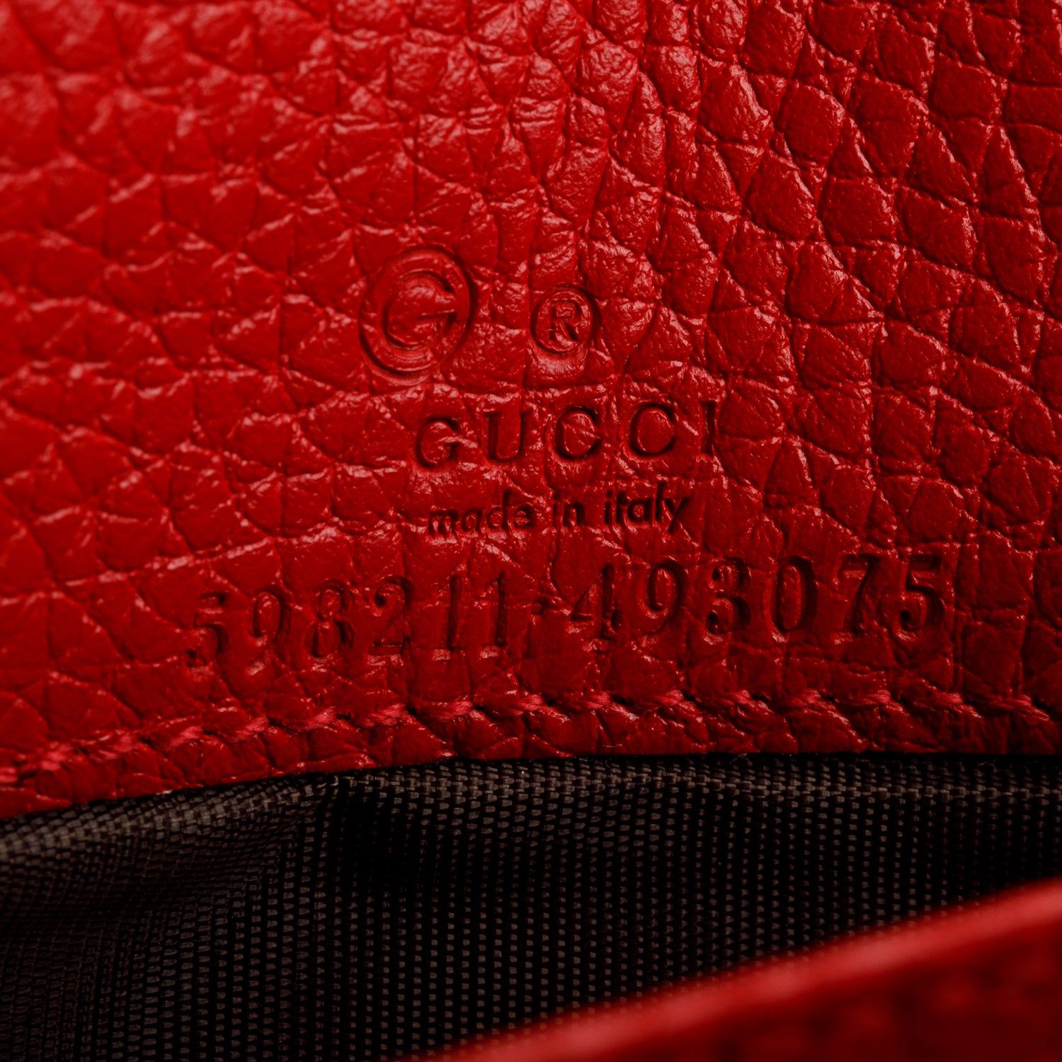 Gucci Red Pebbled Calfskin Soho Wallet on Chain w/ Box