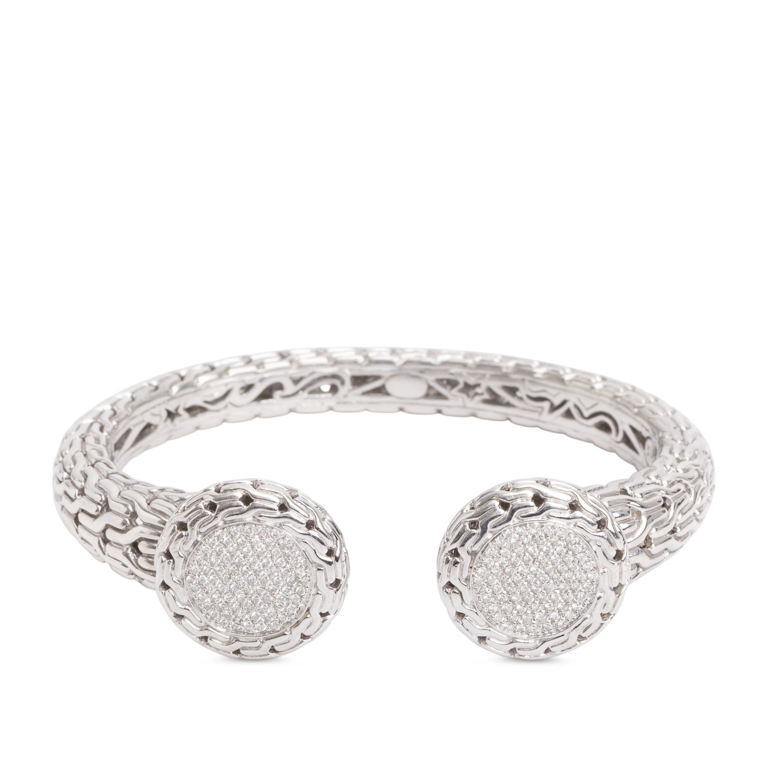 John Hardy Sterling Silver Pave Diamond Kick Cuff Bracelet