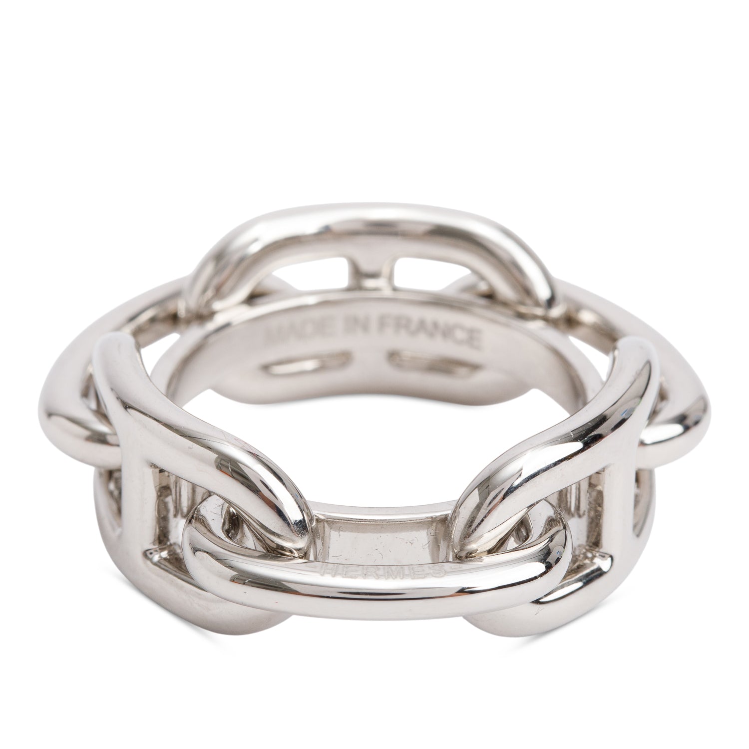 Hermes Palladium-Plated Metal Regate Scarf Ring w/ Box