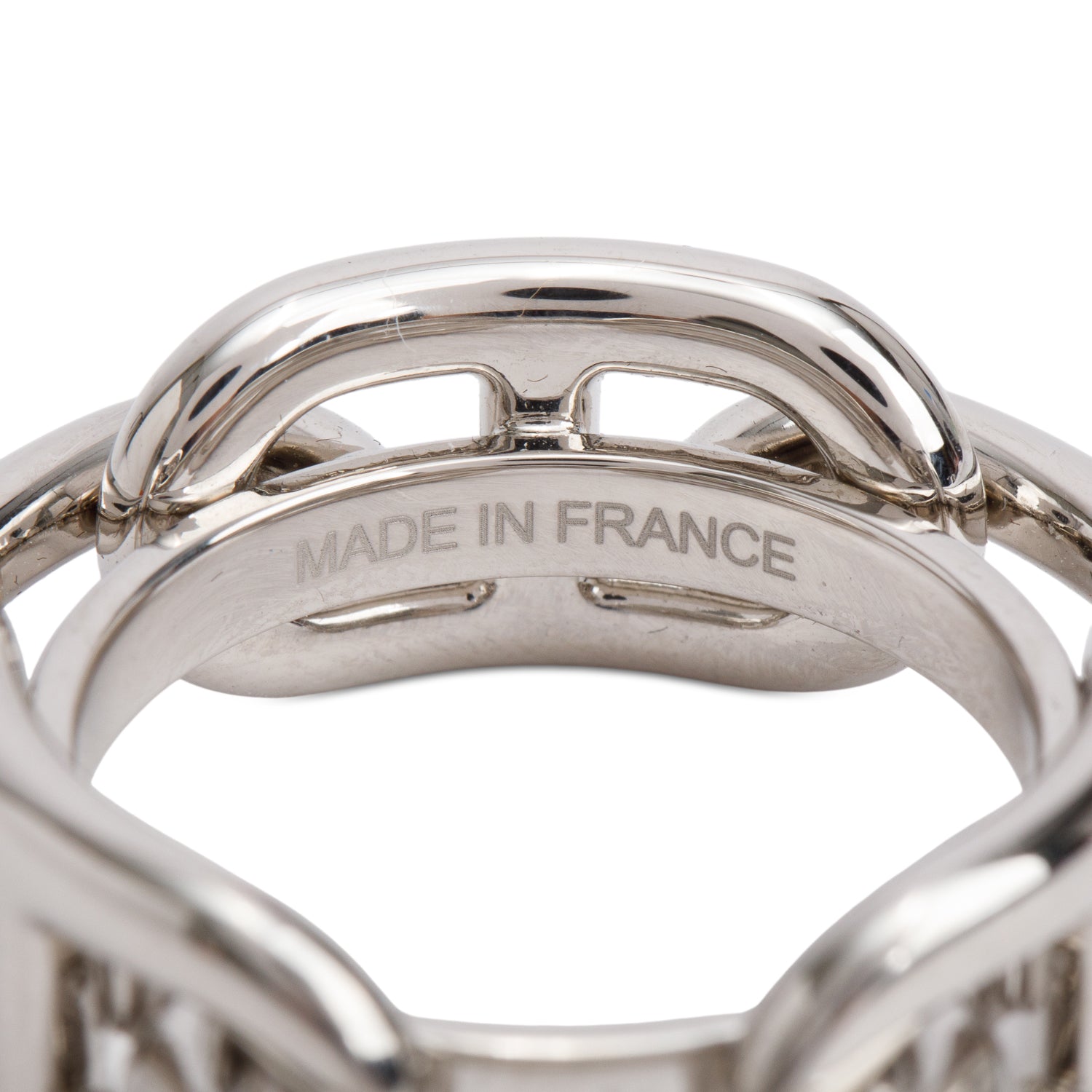 Hermes Palladium-Plated Metal Regate Scarf Ring w/ Box