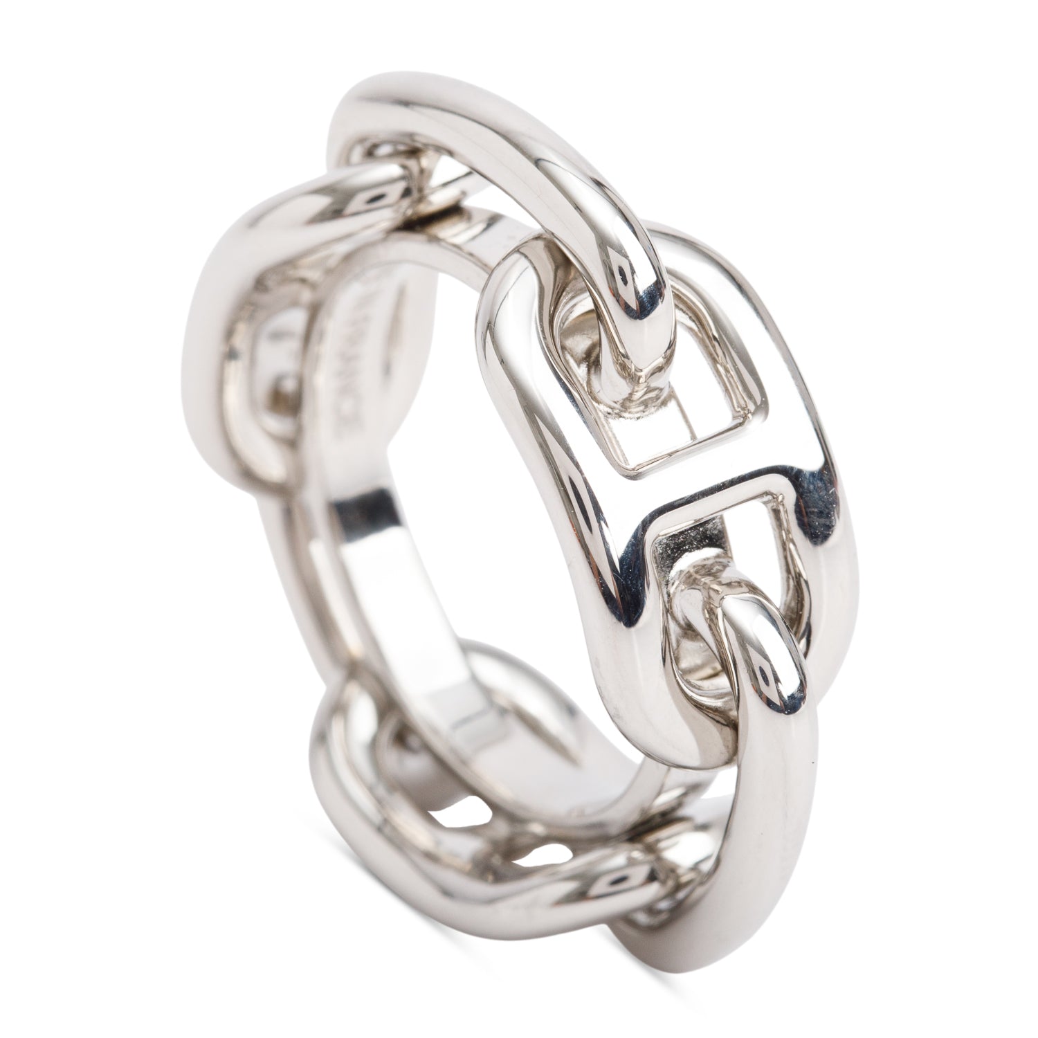 Hermes Palladium-Plated Metal Regate Scarf Ring w/ Box