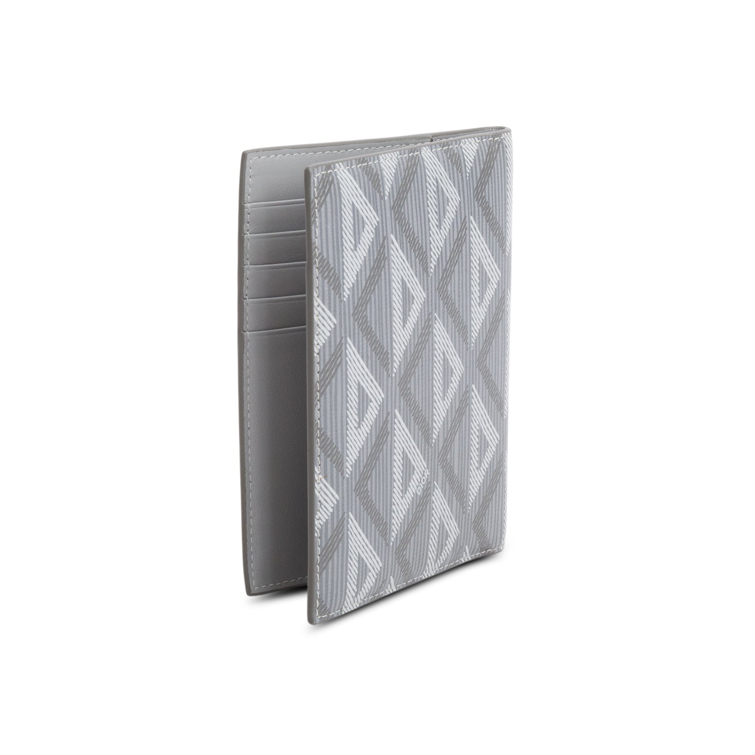 Christian Dior 2022 Grey Calfskin CD Diamond Canvas Passport Holder